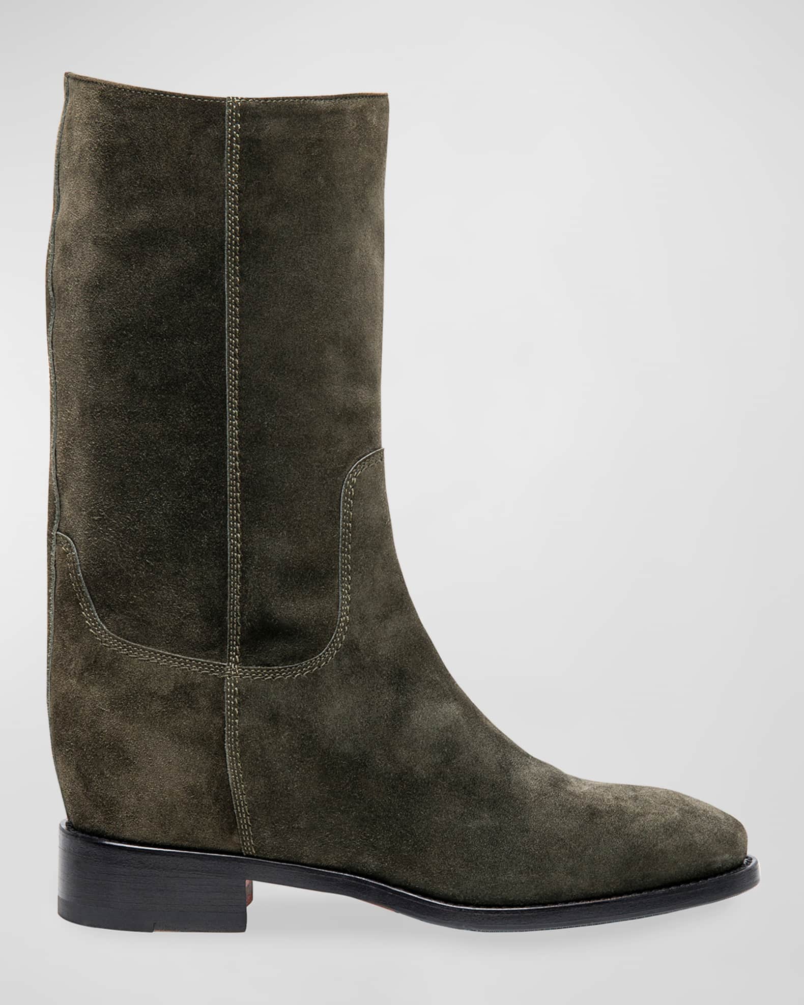 Calf length suede boots outlet