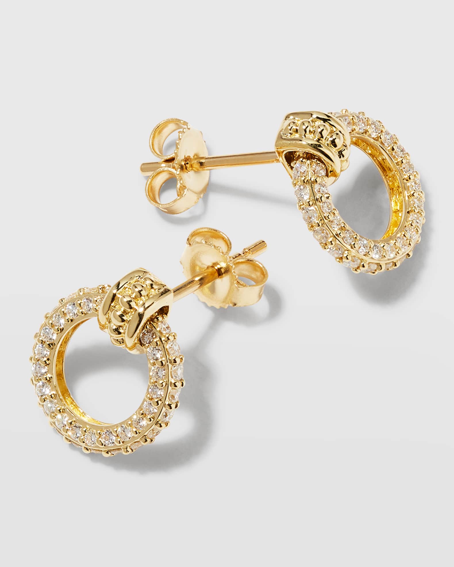 LAGOS 18K Caviar Gold Diamond 10mm Circle Drop Earrings | Neiman Marcus