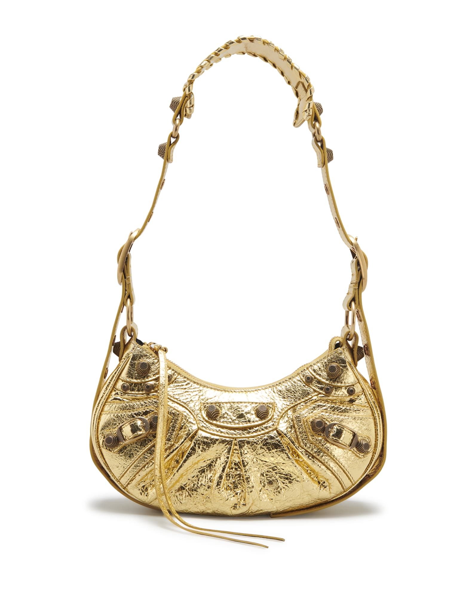 Balenciaga Cagole XS Studded Metallic Shoulder Bag | Neiman Marcus