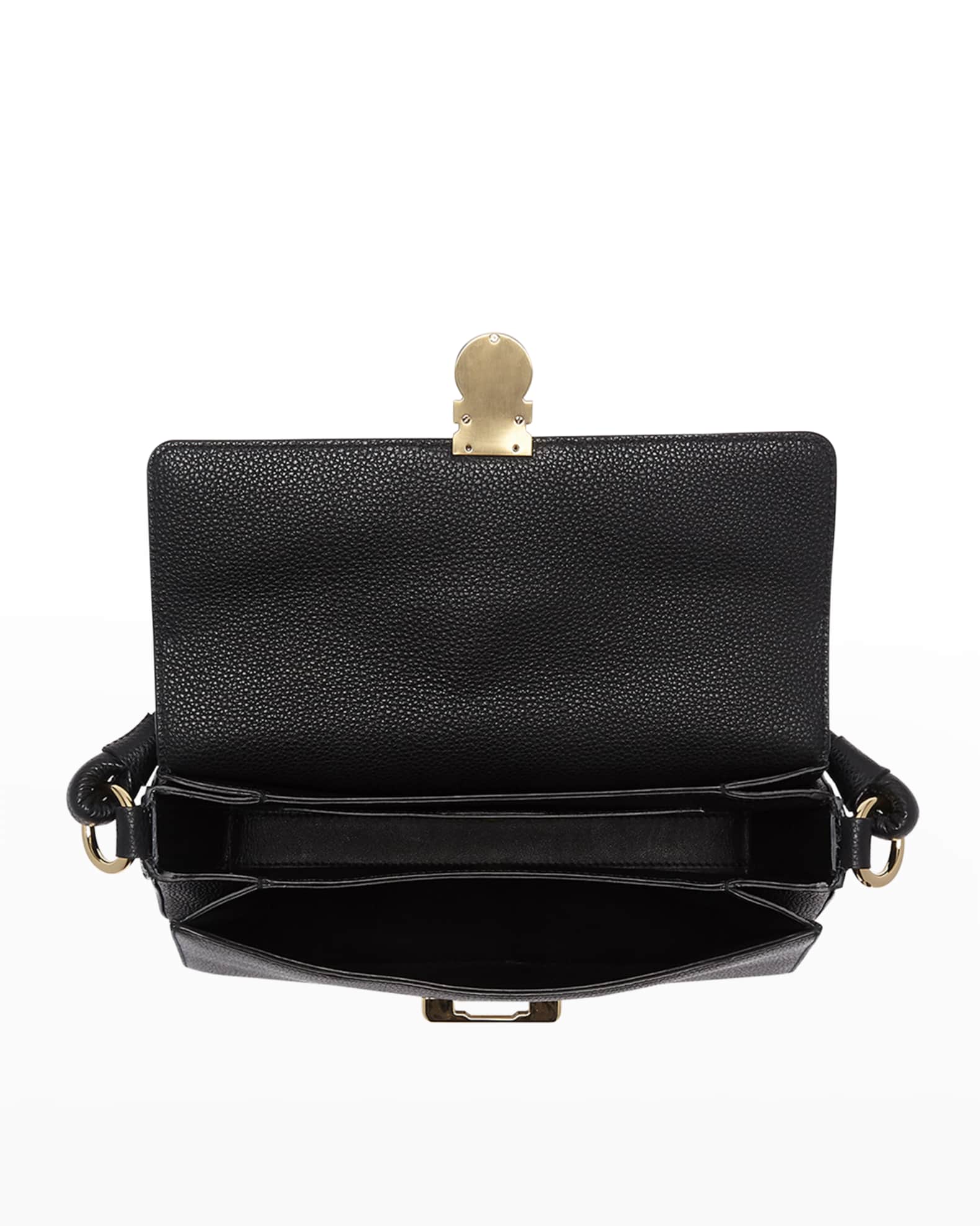 Salvatore Ferragamo Glam Gancio Leather Shoulder Bag | Neiman Marcus
