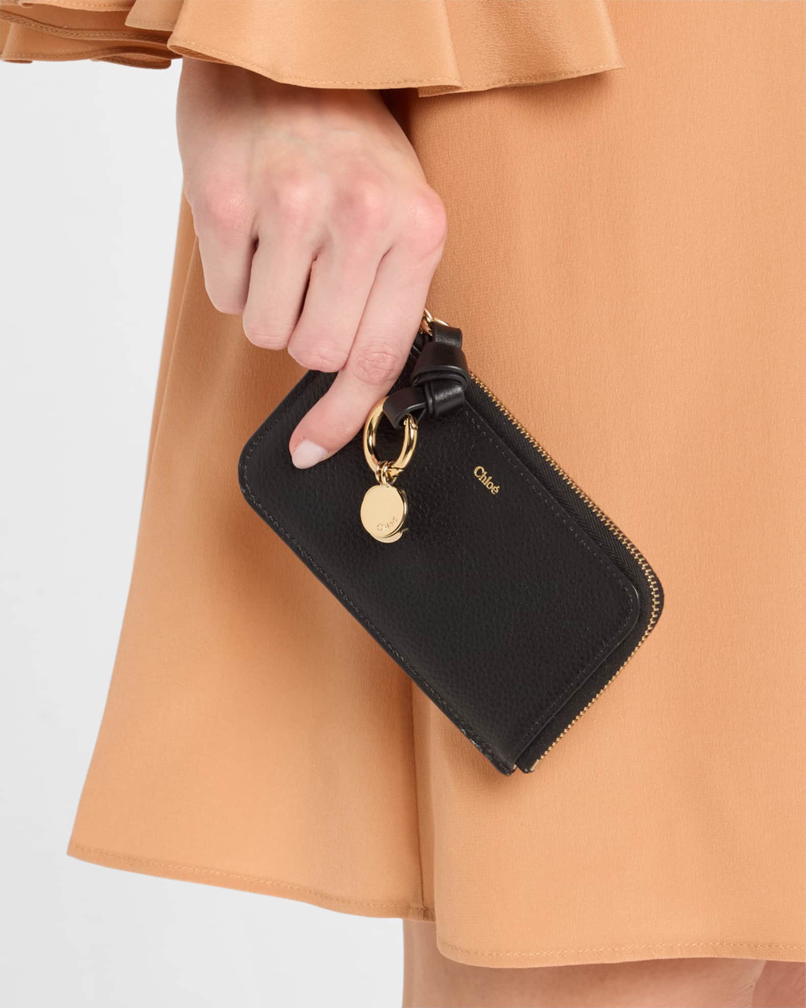 Chloe Alphabet Zip Leather Card Case | Neiman Marcus