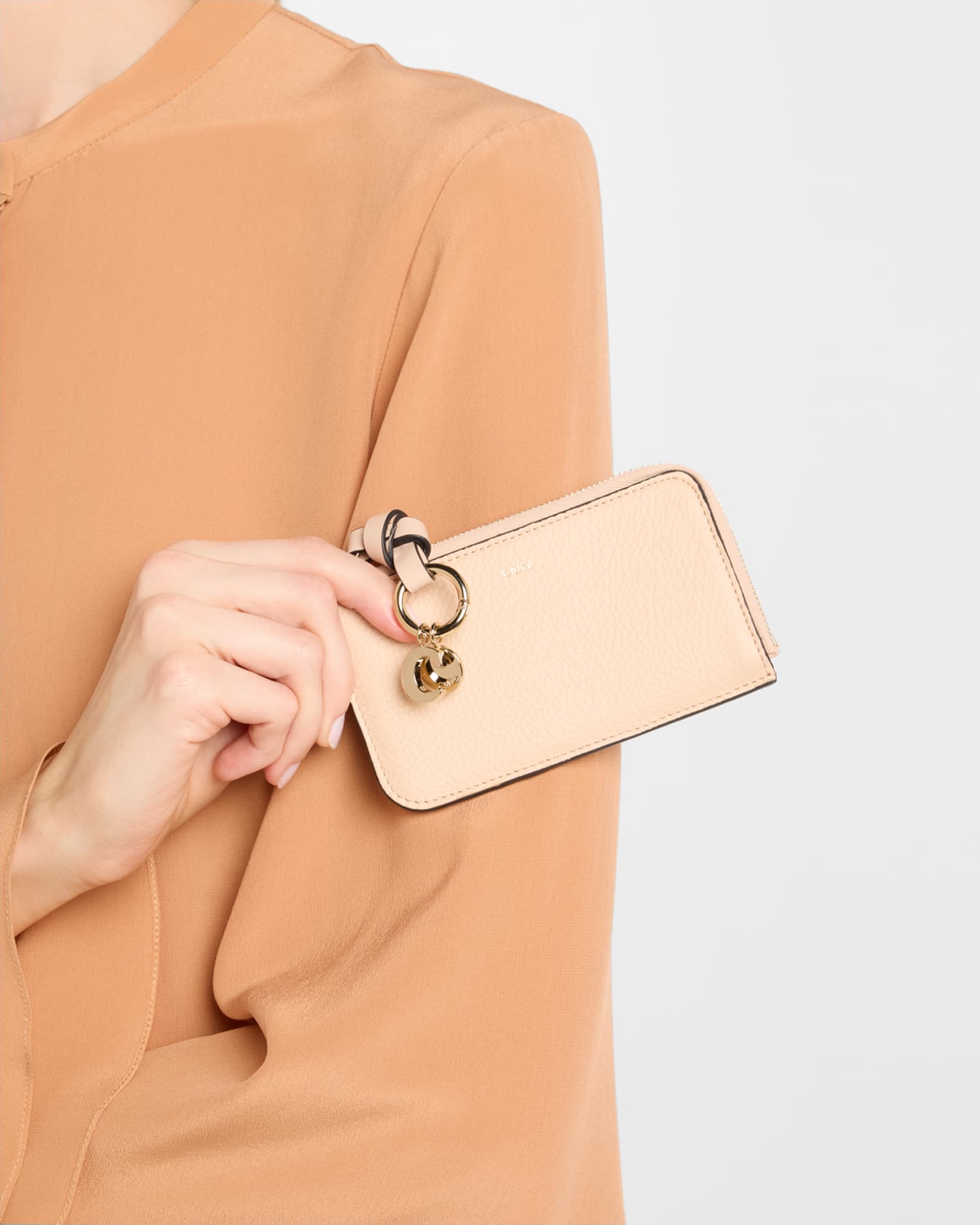 Chloe Alphabet Zip Leather Card Case | Neiman Marcus