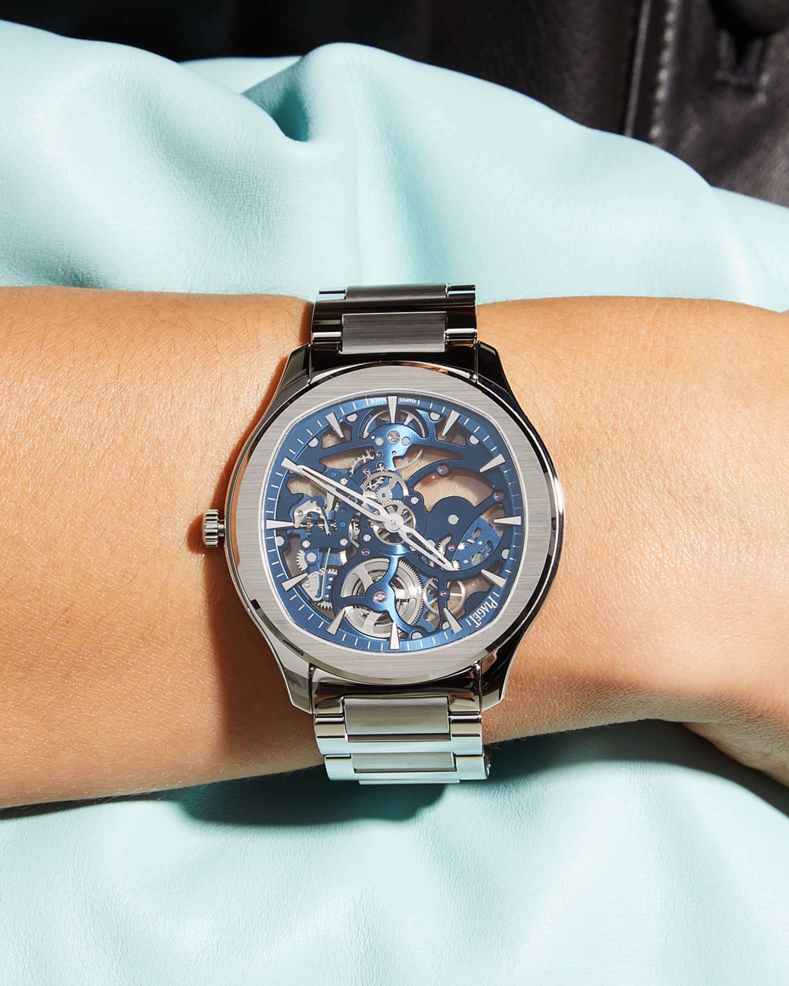 Polo 42mm Stainless Steel Blue Skeleton Watch 1