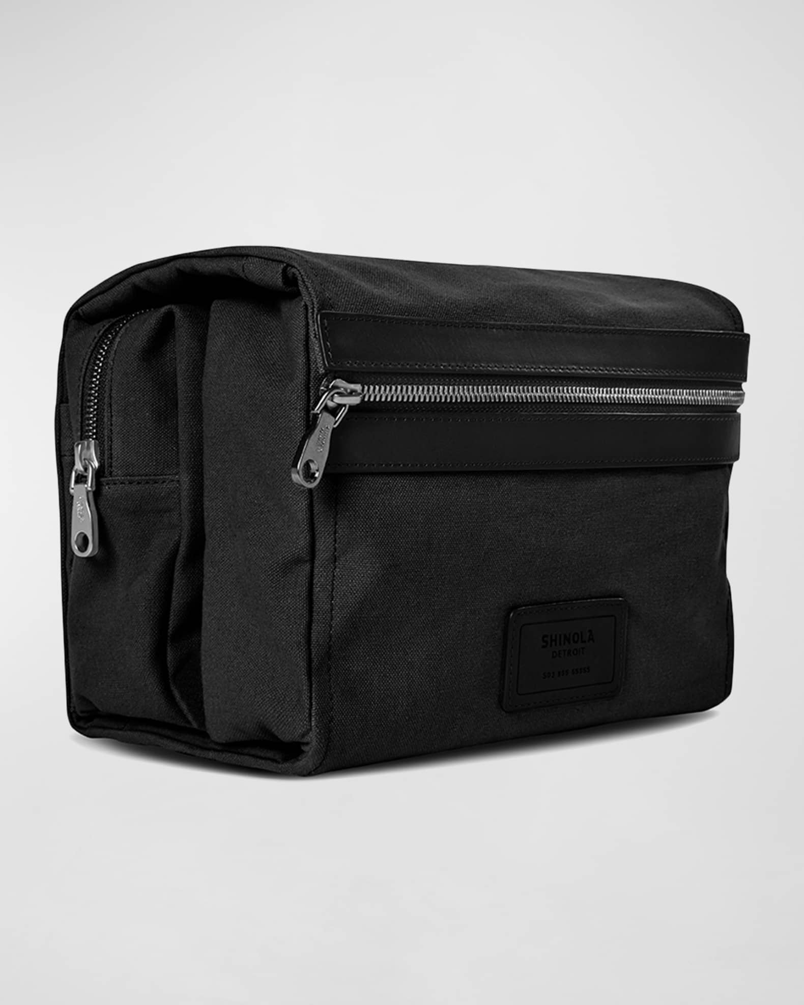 Shinola Luxe Grain Leather Zip Travel Kit in Black