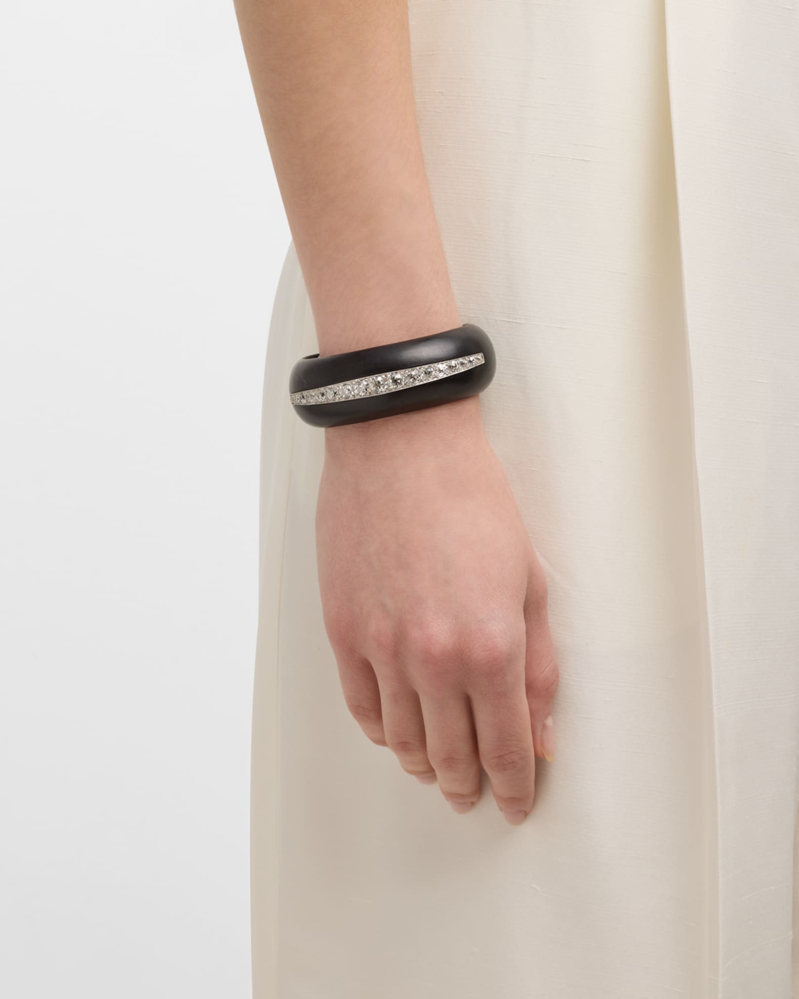 Estate Art Deco Ebony Wood and Diamond Cuff 1