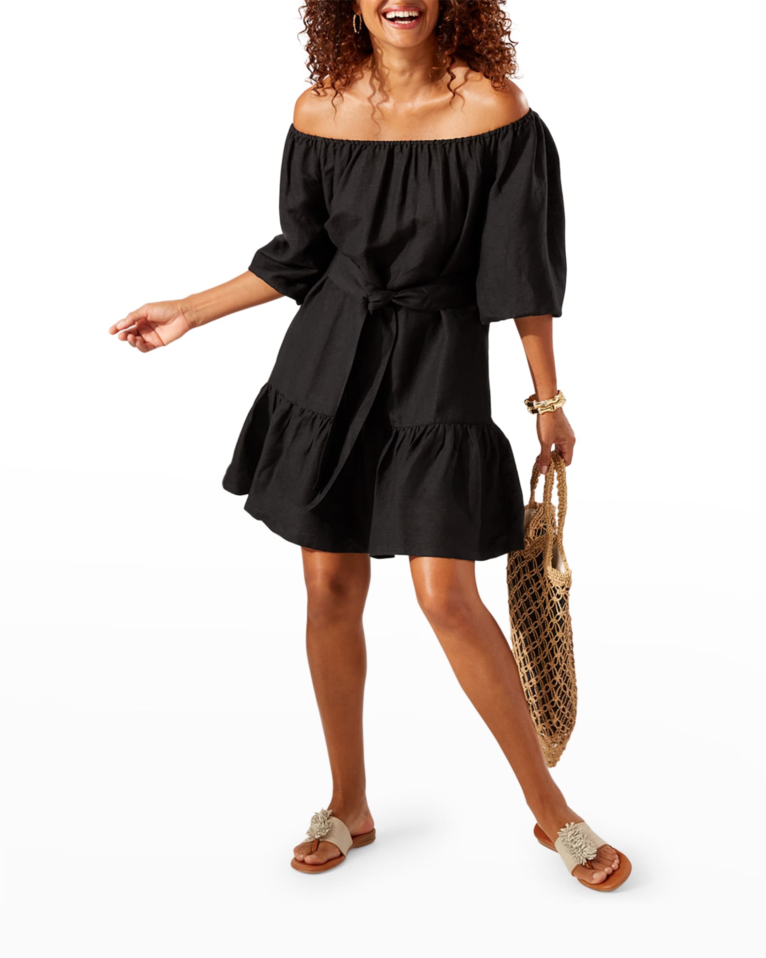 Tommy Bahama St. Lucia Short Tiered Dress | Neiman Marcus