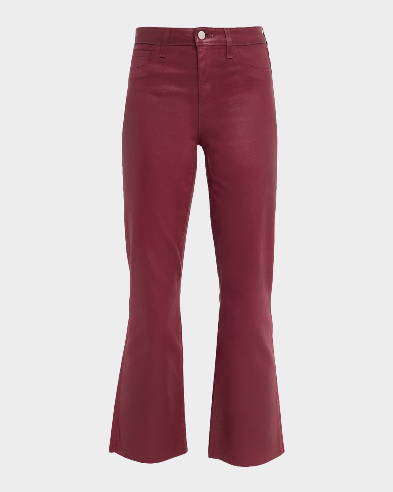 Kendra High-Rise Coated Crop Flare Jeans 0