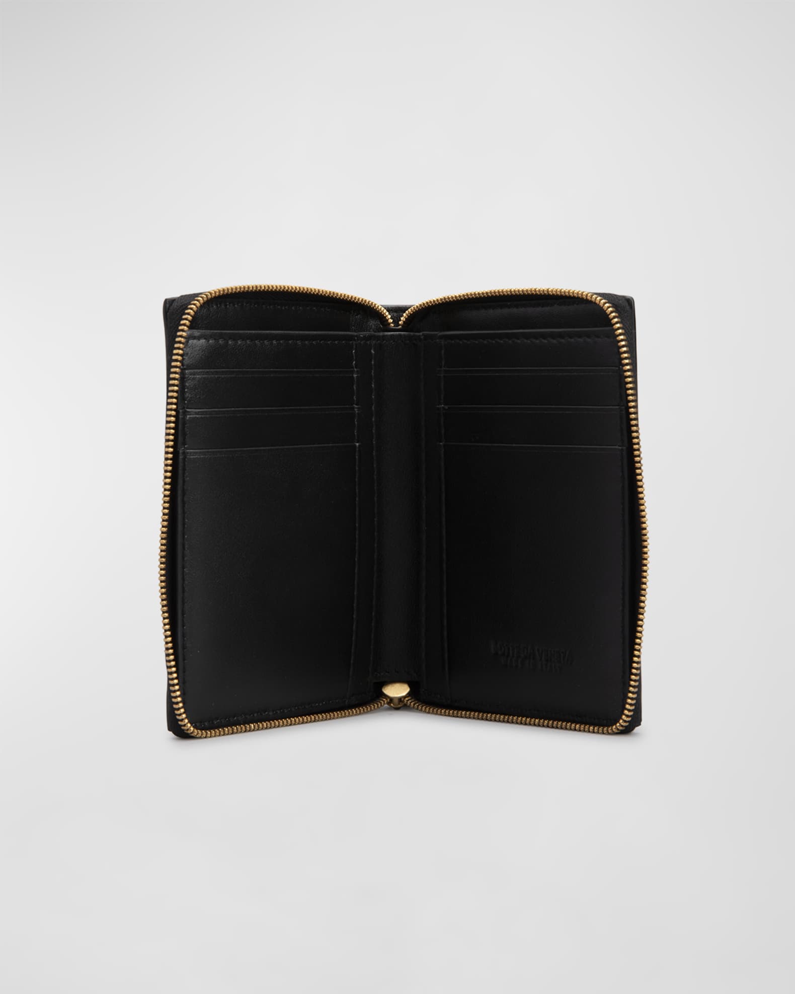 【BOTTEGA VENETA】Zip Around Wallet コンパクト 財布 Bottega Veneta® Men's Compact Zip Around Wallet in Black