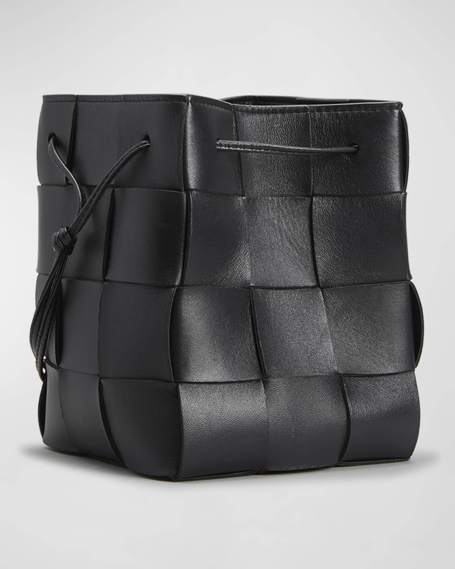 Bottega Veneta Cassette Intrecciato Leather Bucket Bag Black