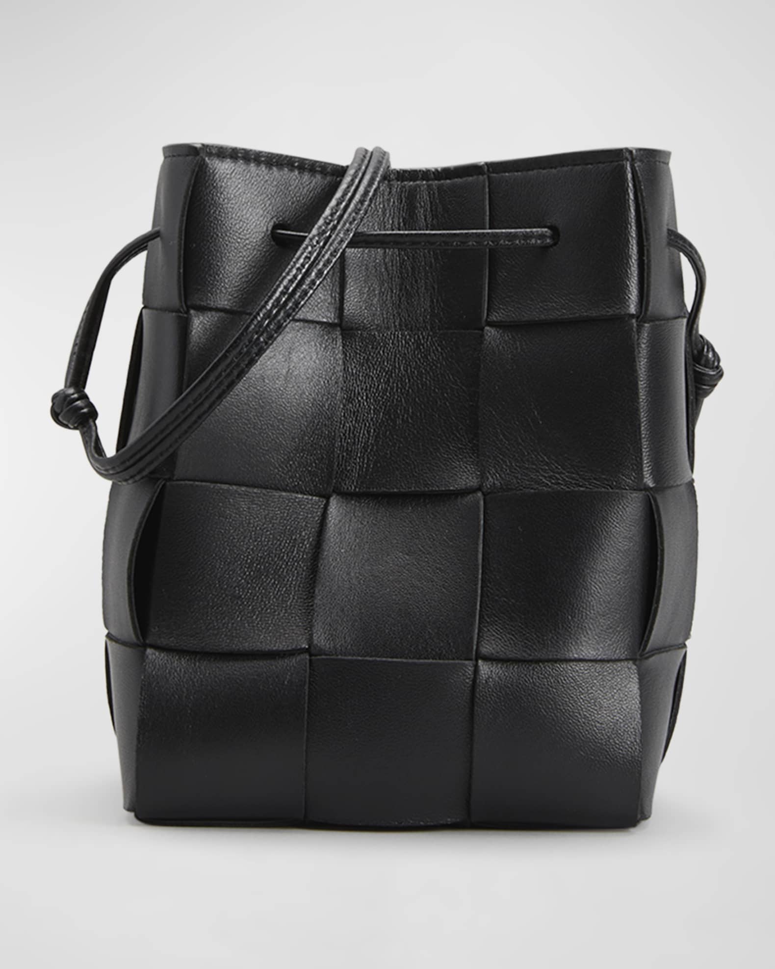 Cassette Mini Leather Bucket Bag in Black - Bottega Veneta