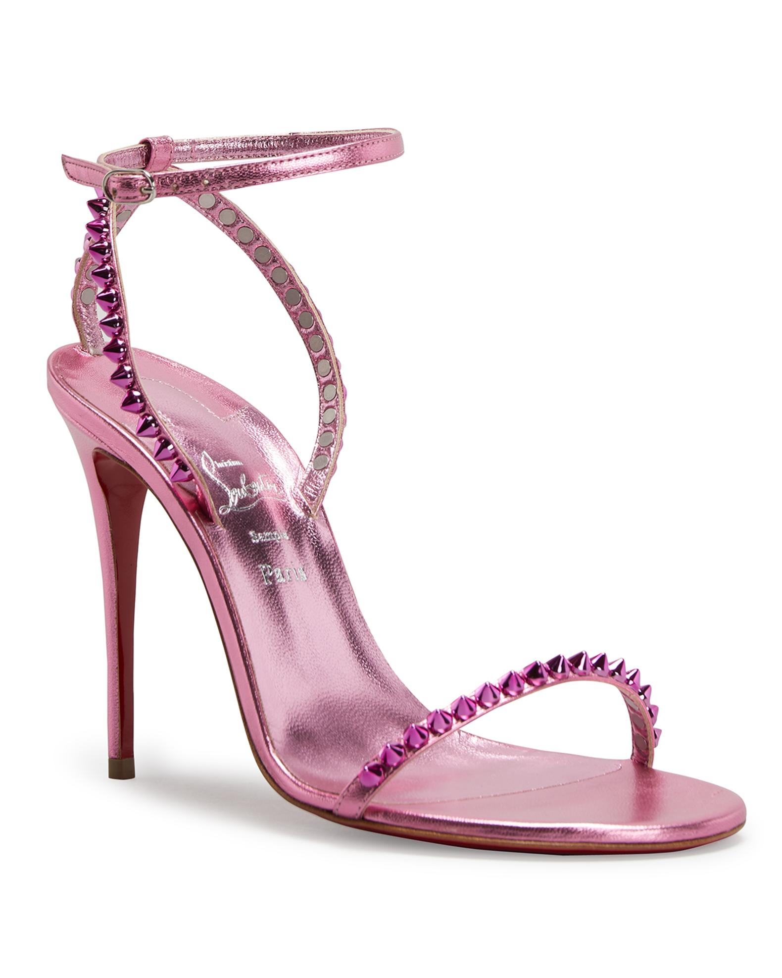 so me red sole spike metallic leather sandals