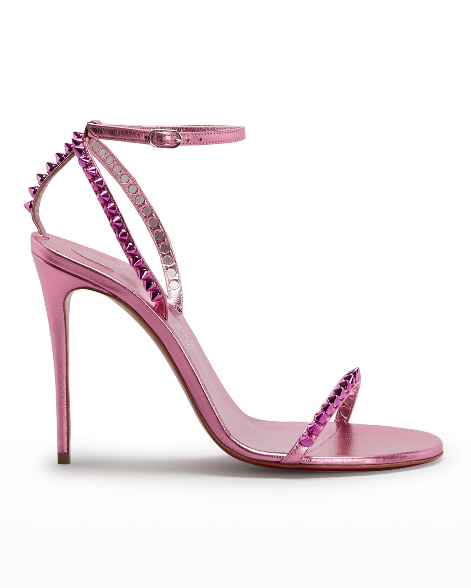 Christian Louboutin So Me Red Sole Spike Metallic Leather Sandals ...