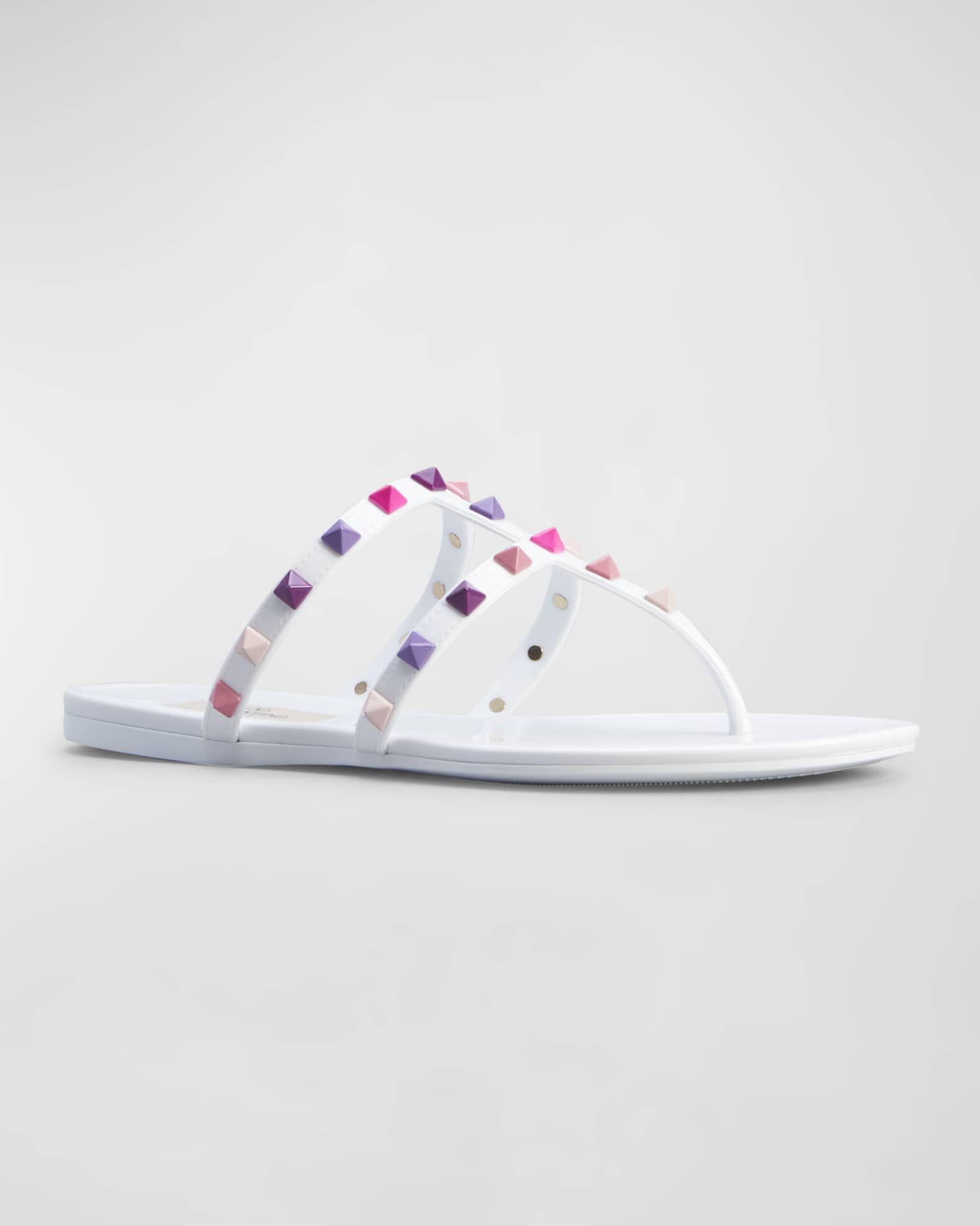 Valentino Garavani 5mm Multi Rockstud PVC Thong Sandals | Neiman Marcus