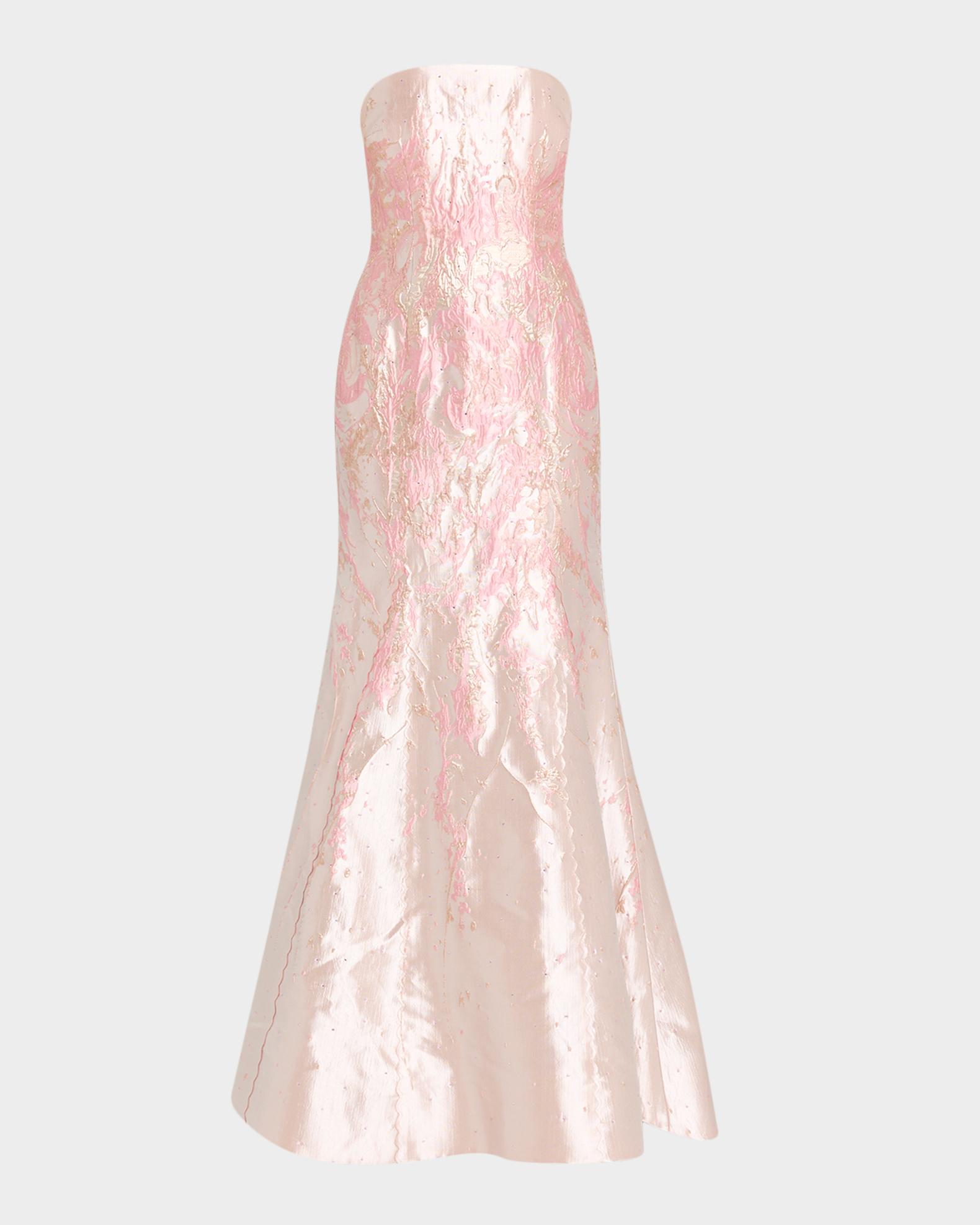 Rene Ruiz Collection Jacquard Bustier Gown, Chmpgne Pi, Women's, 1 Evening Formal Gala Gowns Mother of the Bride Groom Evening Gowns