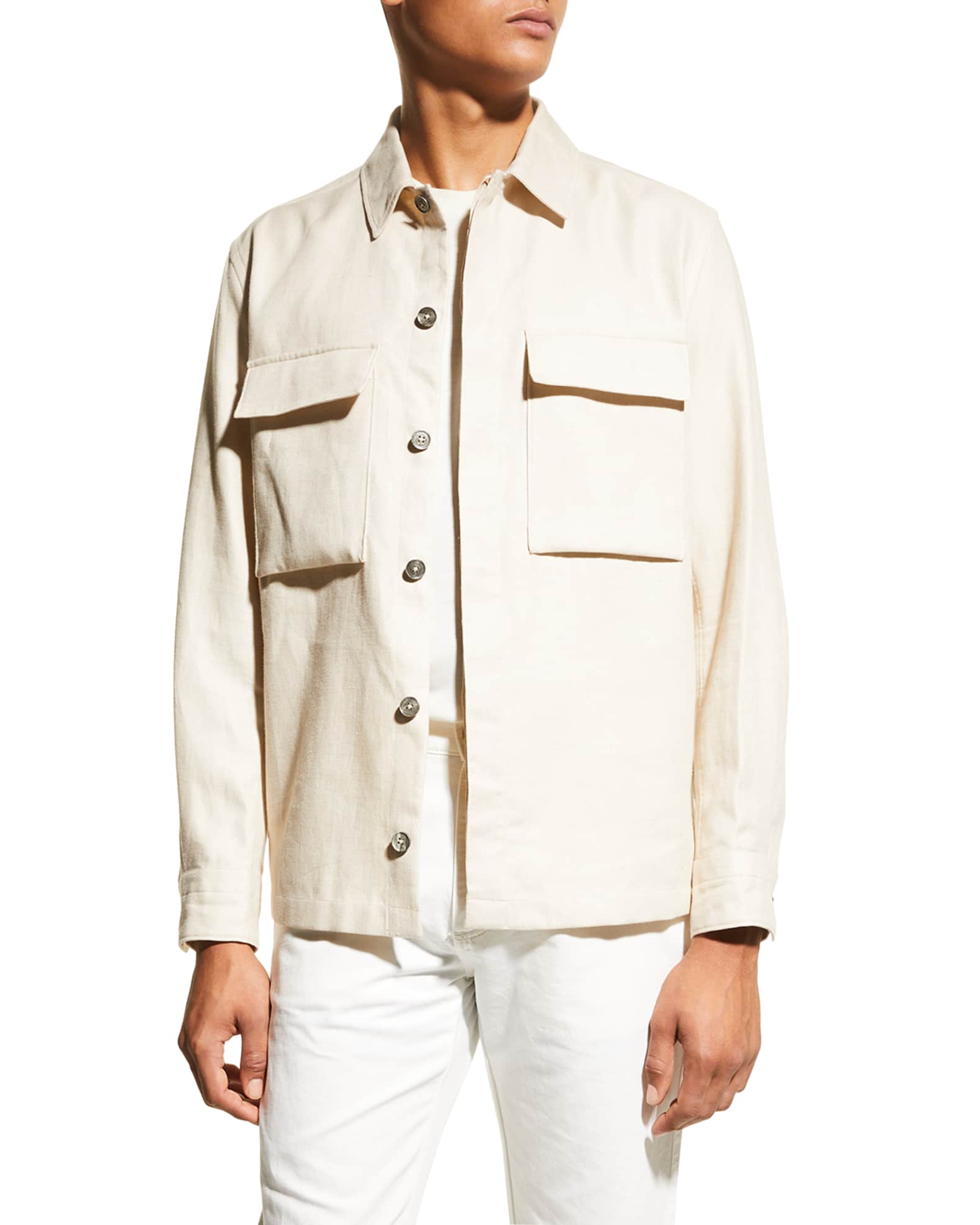 ZEGNA Men's 2-Pocket Linen Overshirt | Neiman Marcus