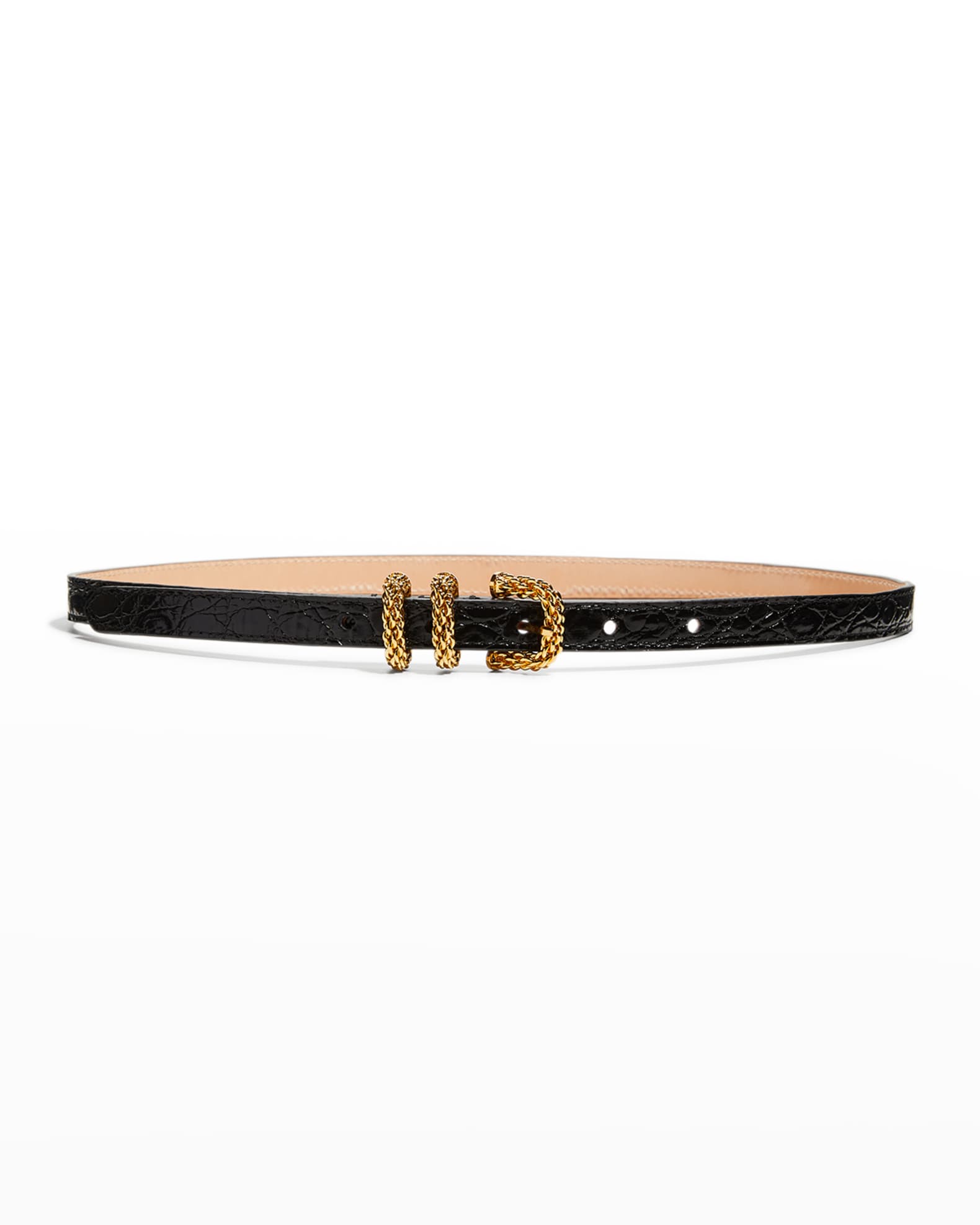 Kat Croc-Embossed Chain Buckle Belt 0