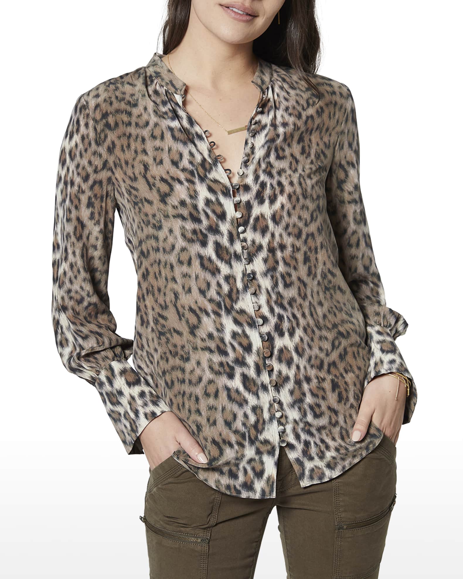 Joie Tariana Bell Sleeve Silk Blouse Neiman Marcus