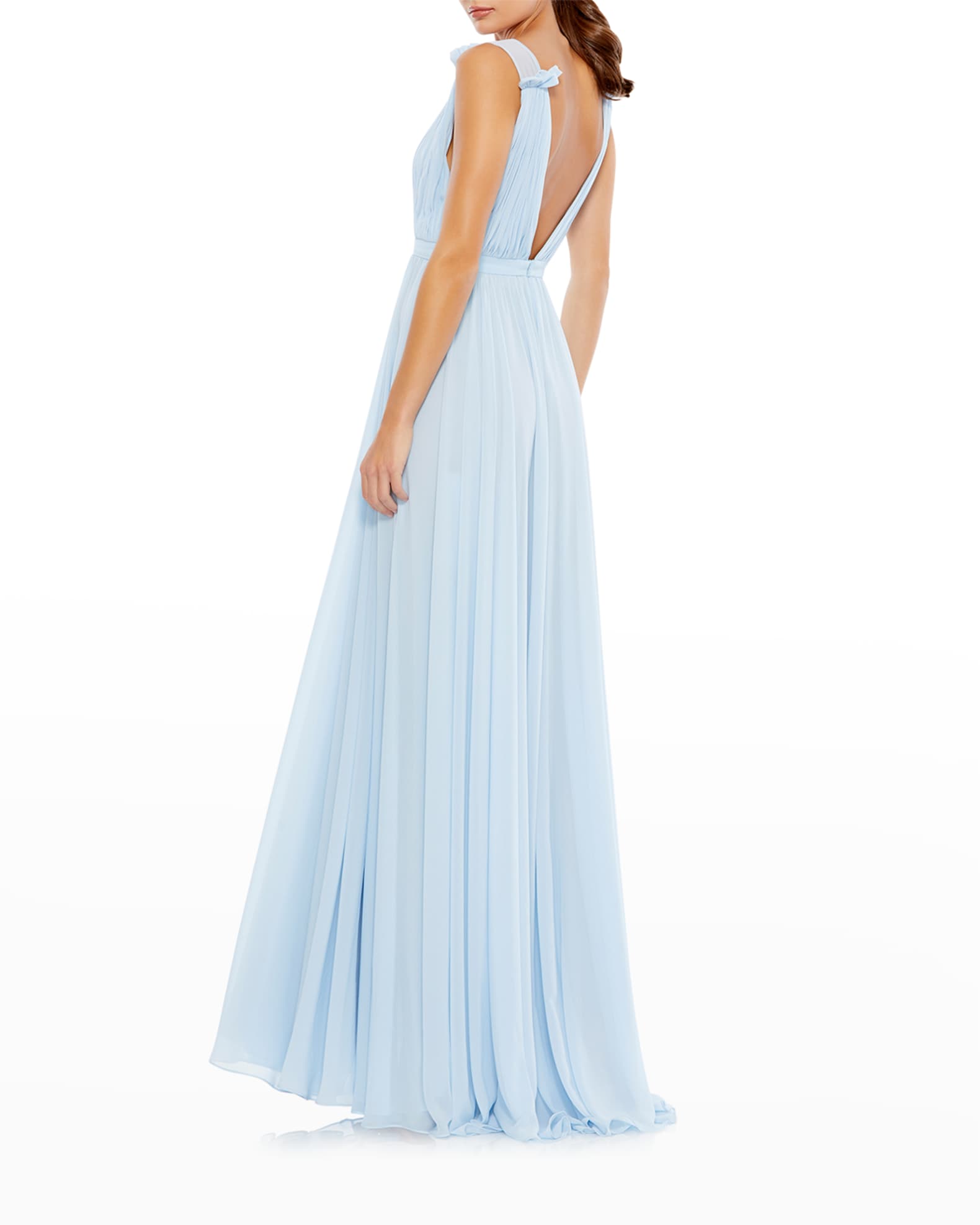 plunge neck chiffon grecian gown ieena for mac duggal