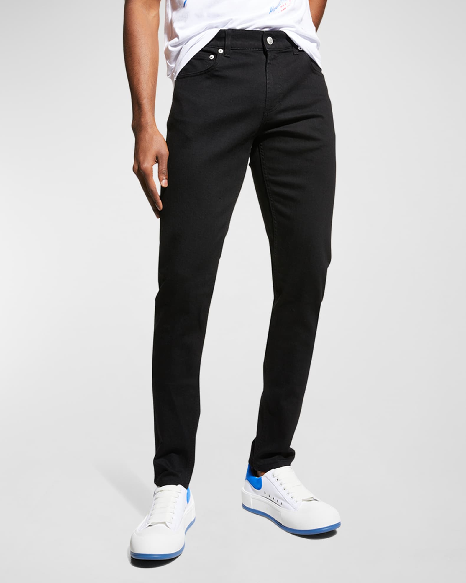 Alexander McQueen Denim Logo-embellished Jeans in Black for Men Mens Clothing Jeans Straight-leg jeans 