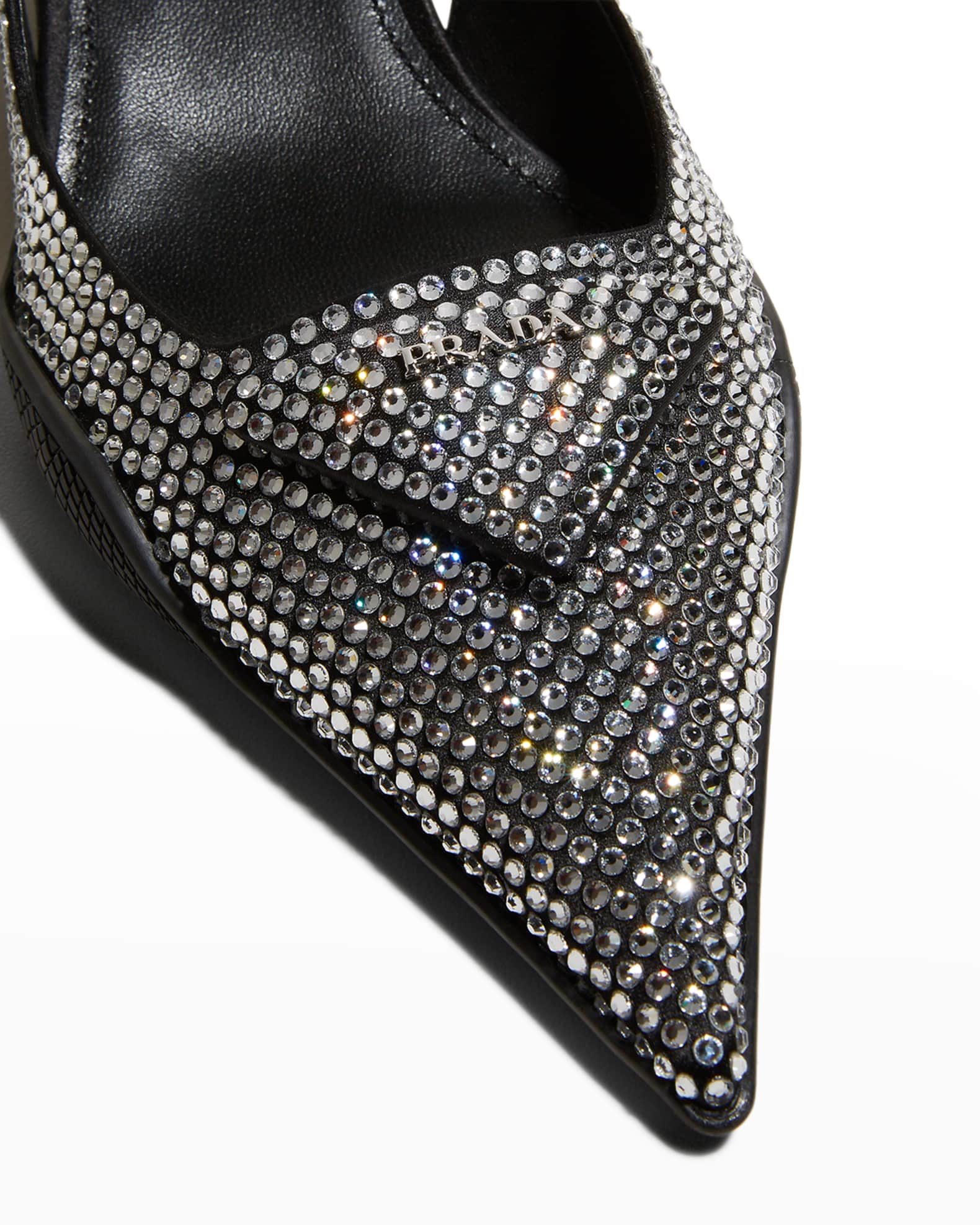 Prada Crystal Kitten-Heel Slingback Pumps | Neiman Marcus