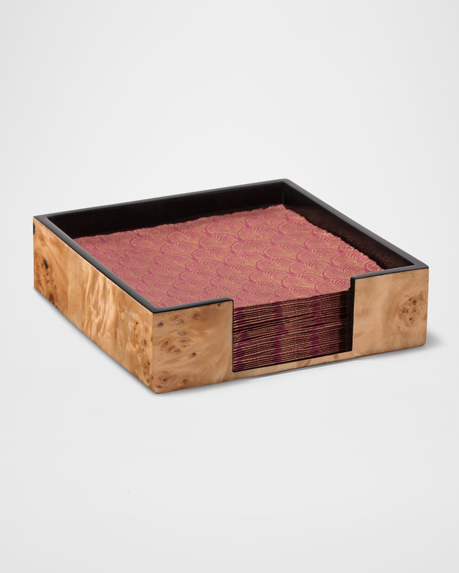 Burl Veneer Dinner Napkin Holder 0
