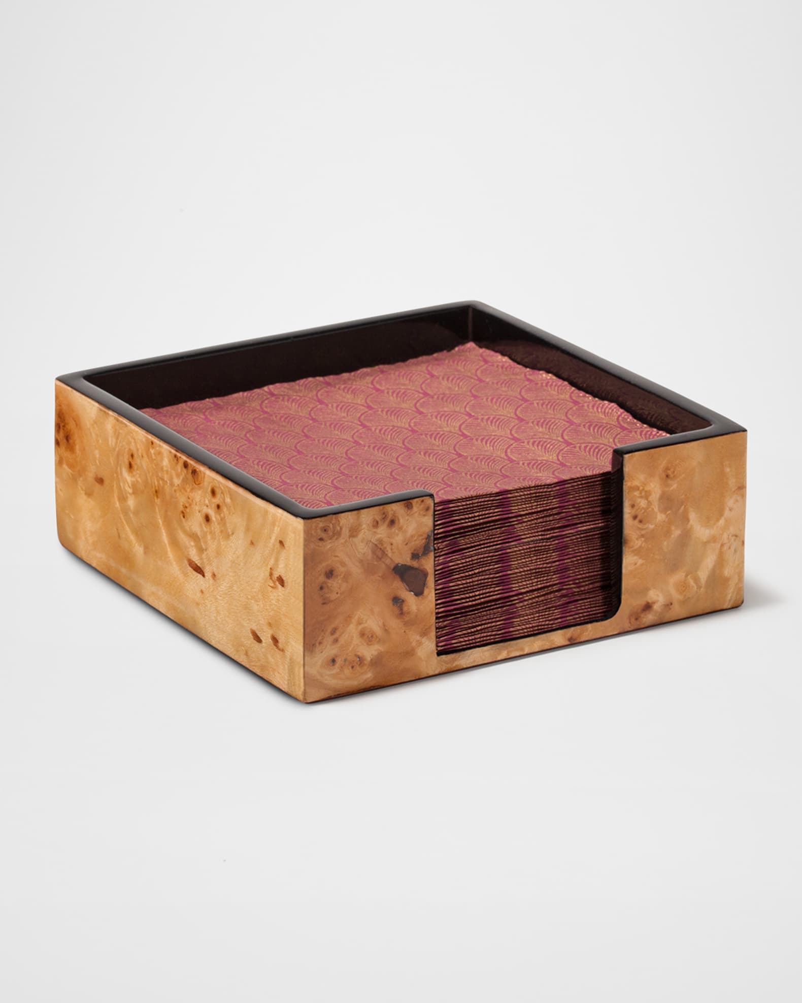 Burl Veneer Cocktail Napkin Holder 0