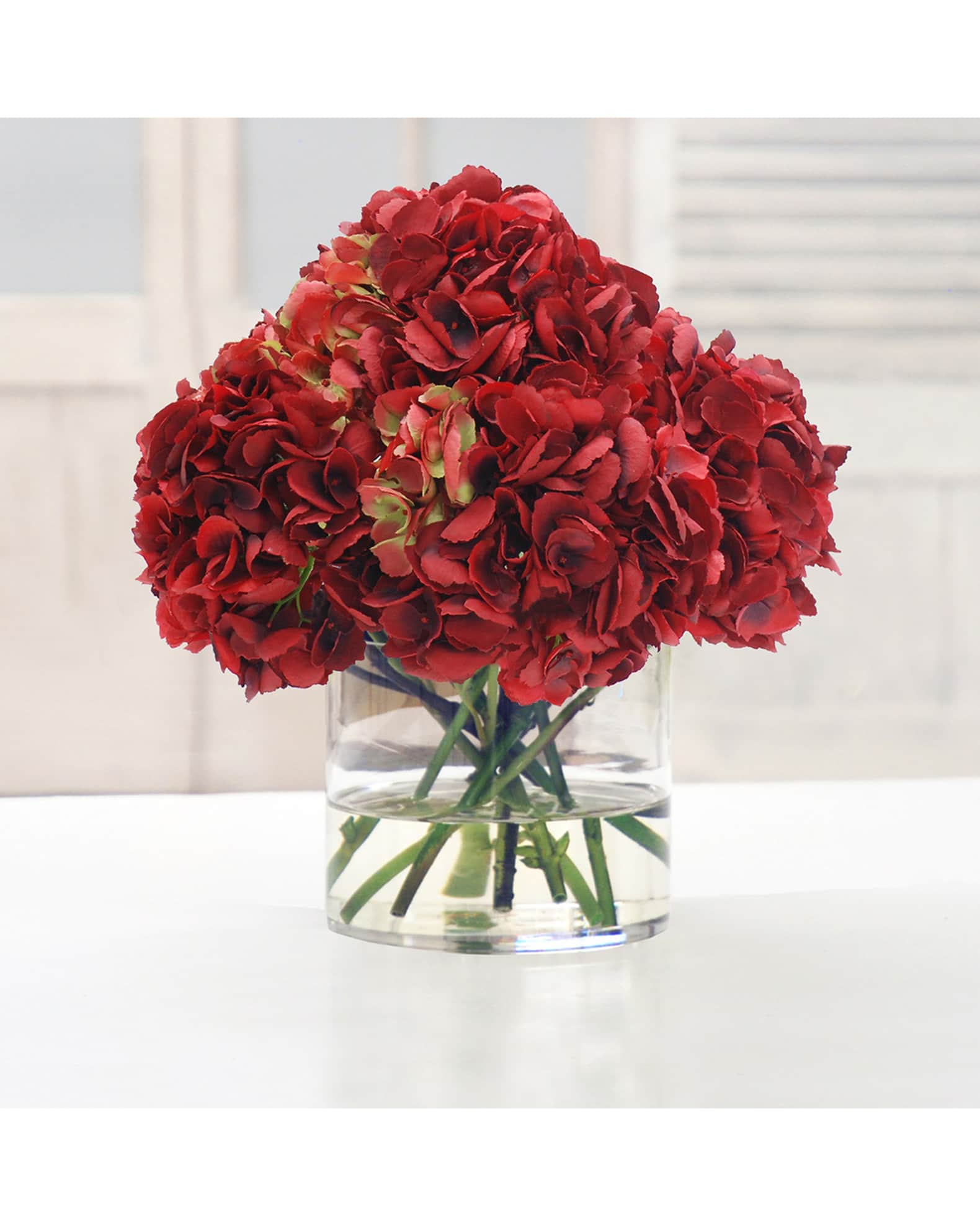 Hydrangea Faux-Floral Arrangement in Vase 0