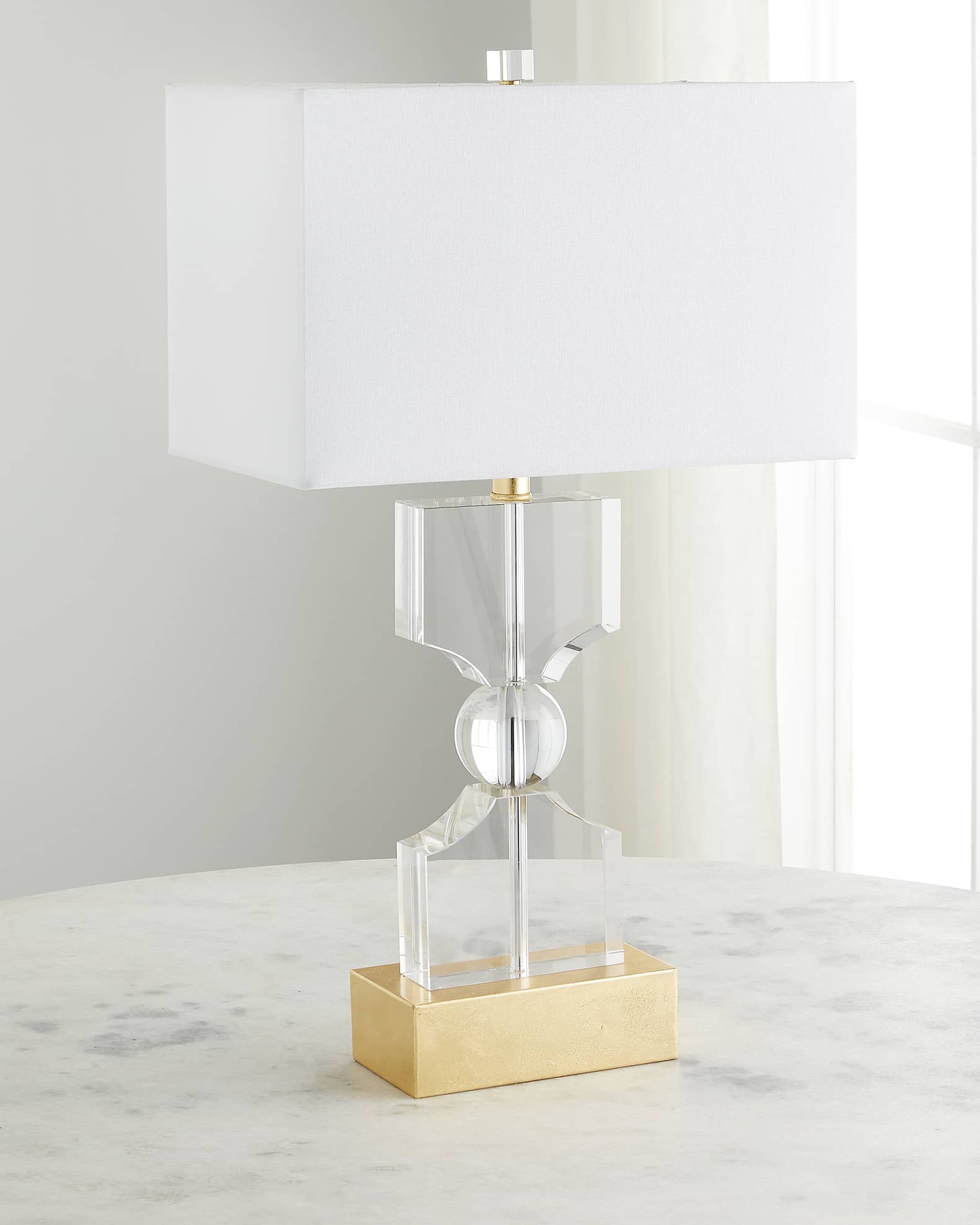 Kingston Crystal Table Lamp with Gold Base & White Linen Neiman Marcus