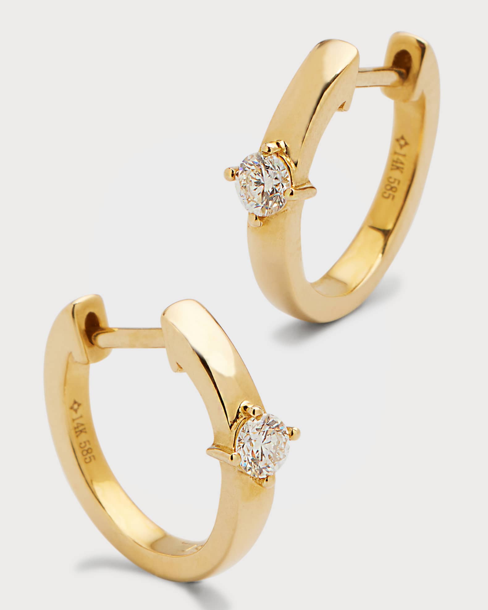 Zoe Lev Jewelry 14k Gold 4Pronged Diamond 0.14ct Huggie Earrings