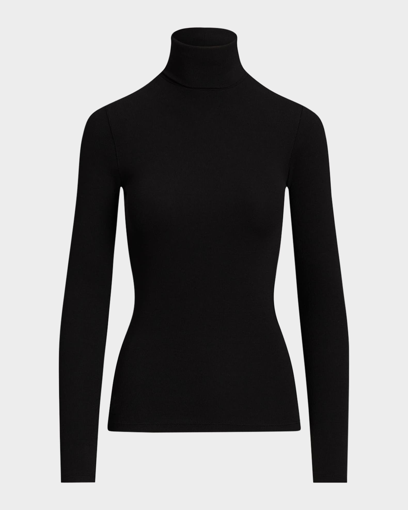 Rib-Knit Slim Turtleneck Top 0