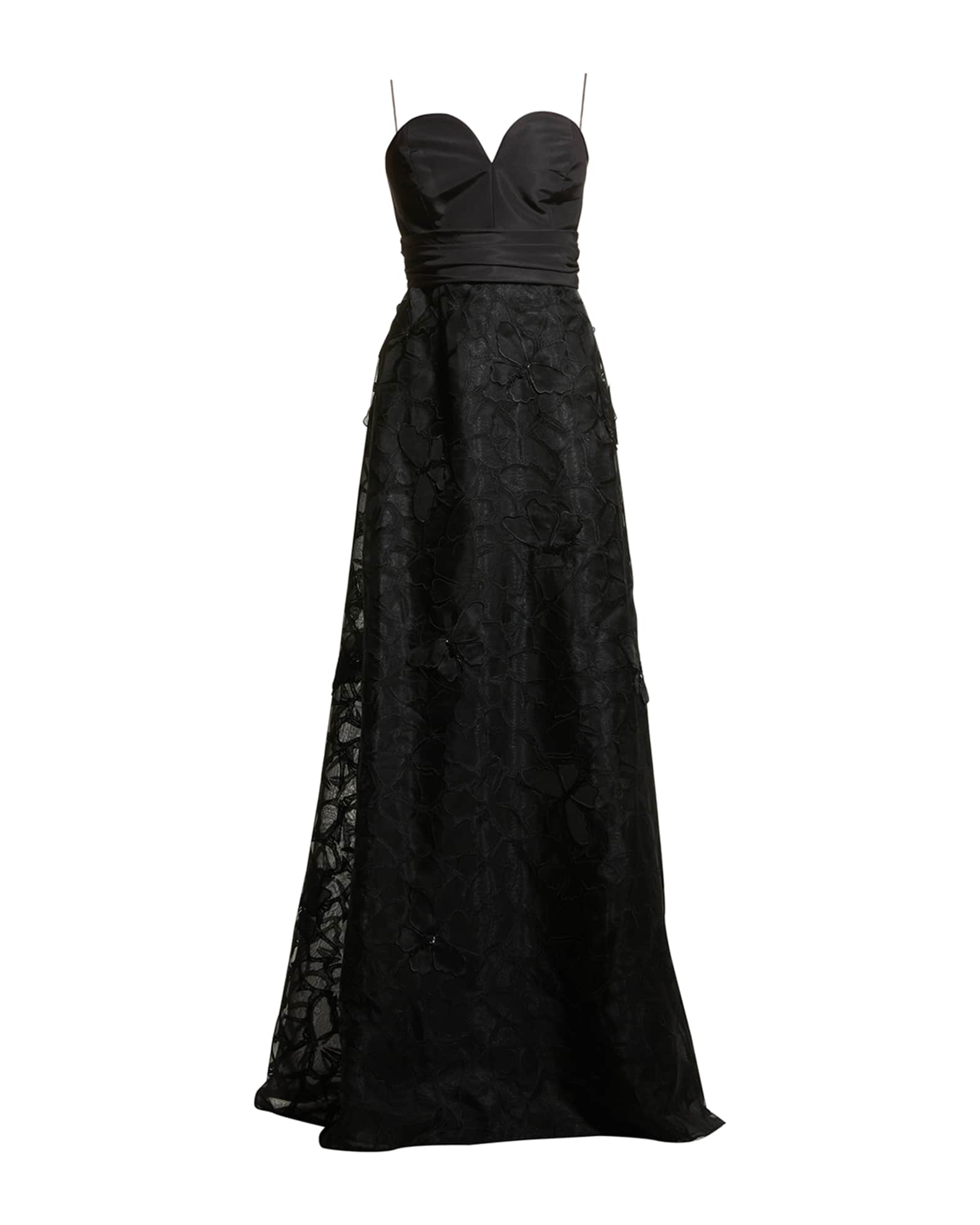 Carolina Herrera Butterfly Embroidered Applique Strapless Gown | Neiman ...