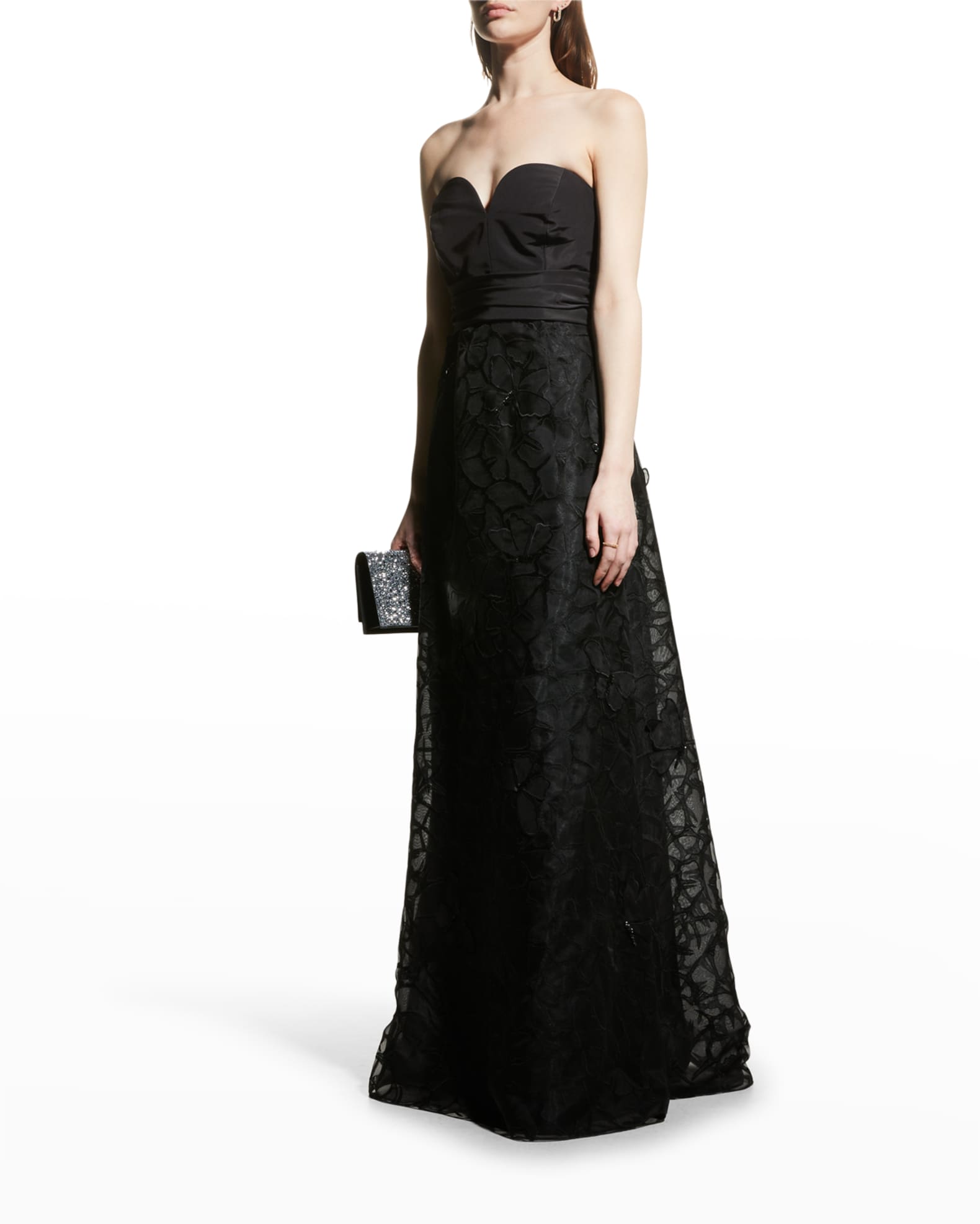 Carolina Herrera Butterfly Embroidered Applique Strapless Gown | Neiman ...