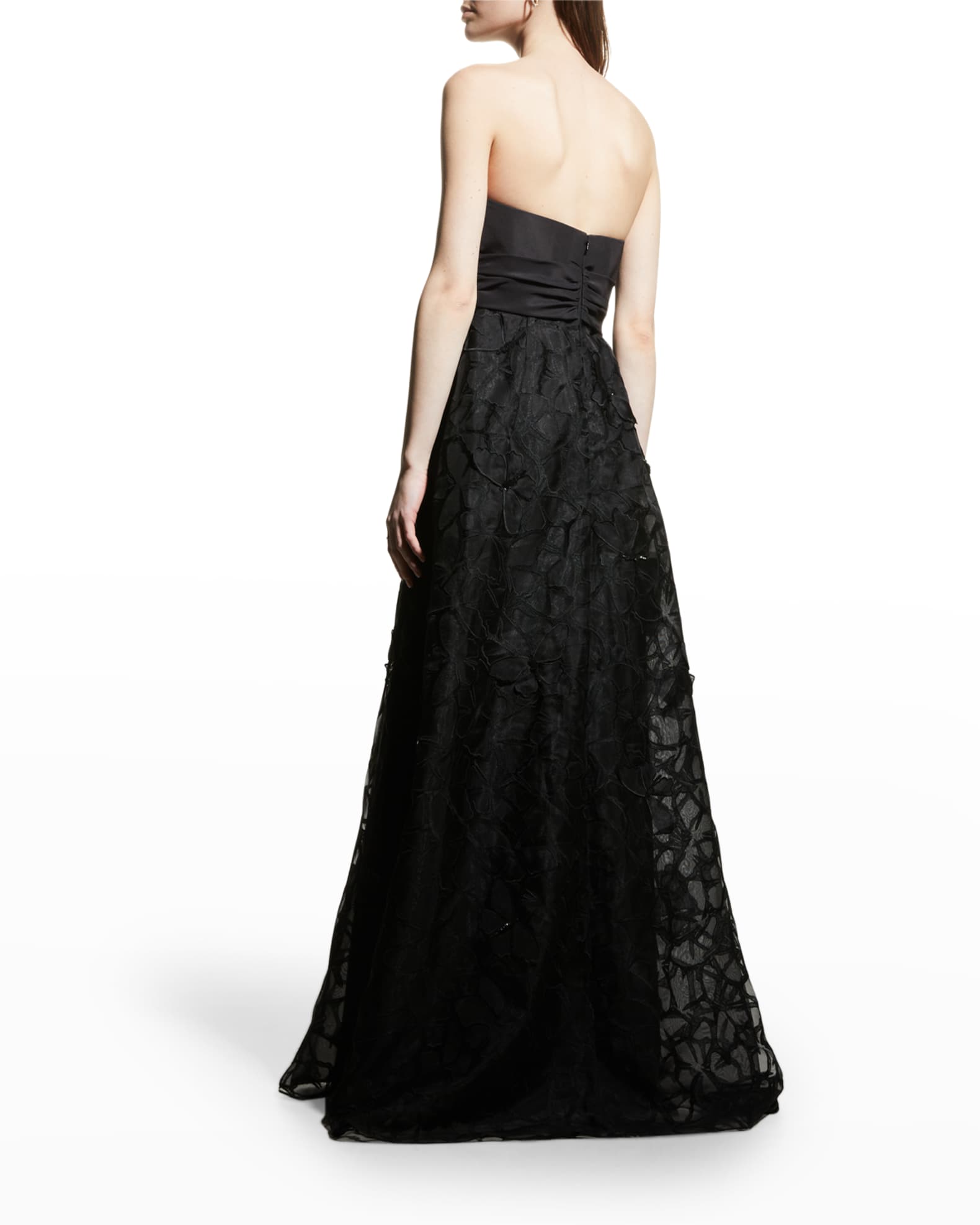 Carolina Herrera Butterfly Embroidered Applique Strapless Gown | Neiman ...