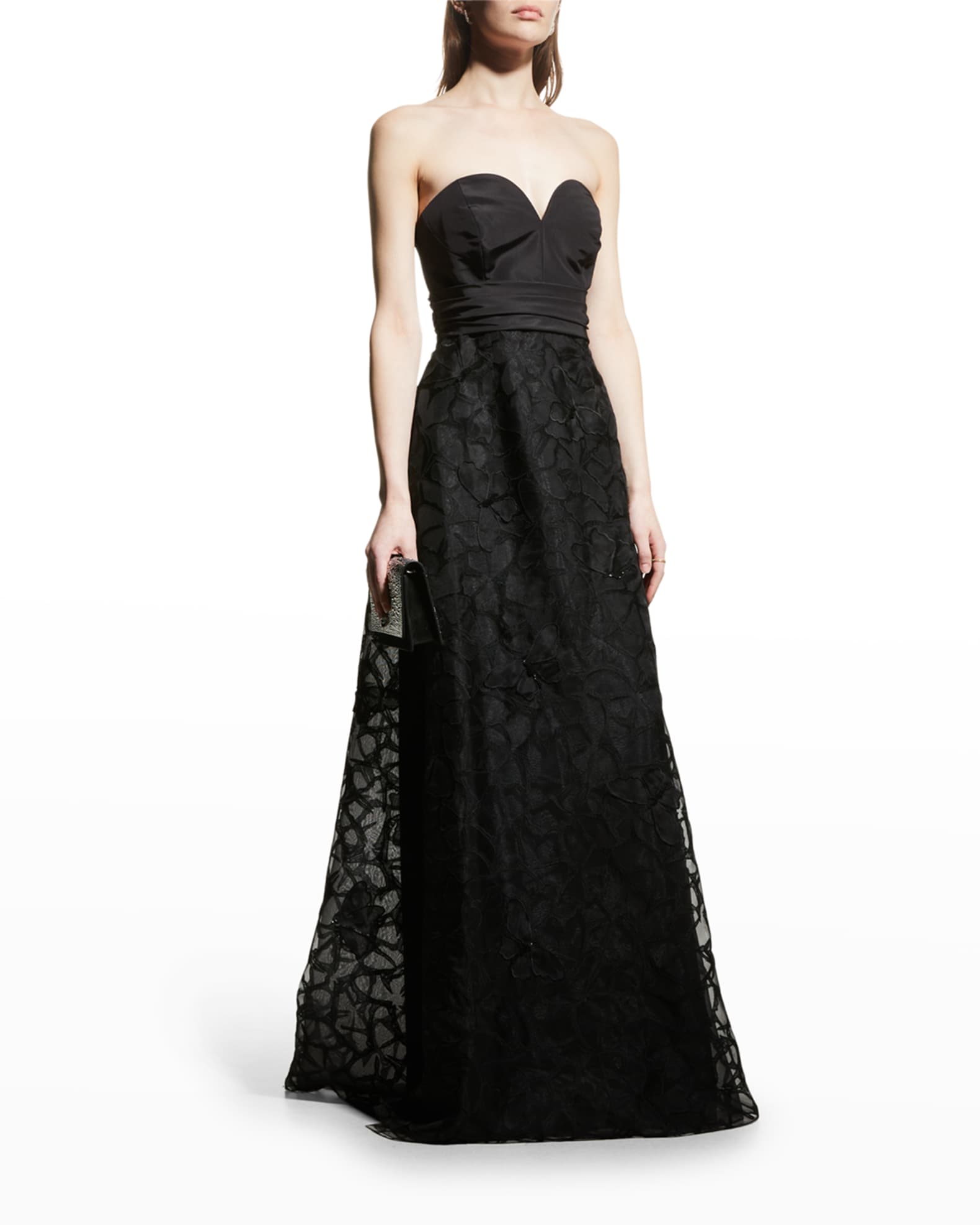 Carolina Herrera Butterfly Embroidered Applique Strapless Gown | Neiman ...