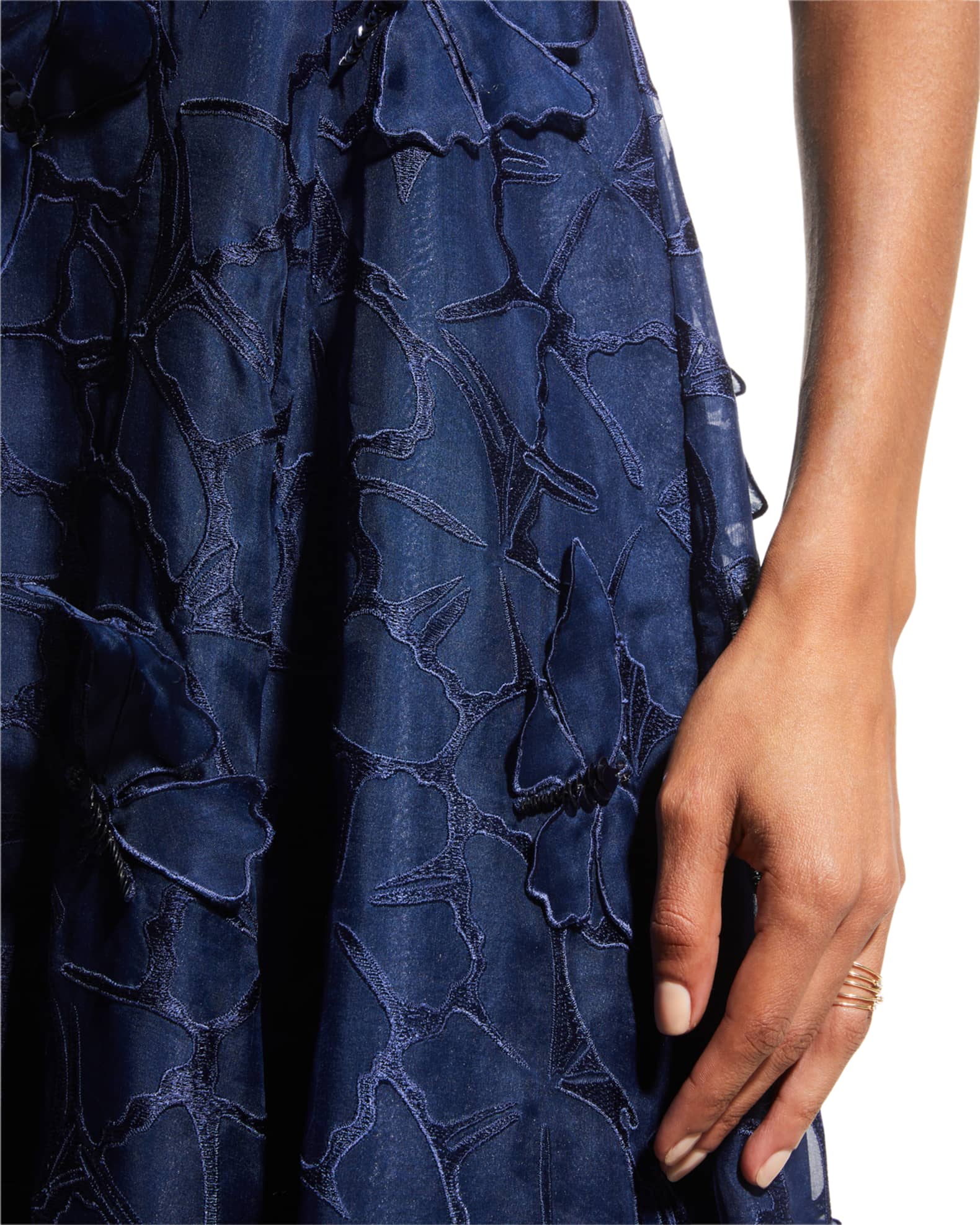 Carolina Herrera Butterfly Embroidered Silk Midi Dress Neiman Marcus