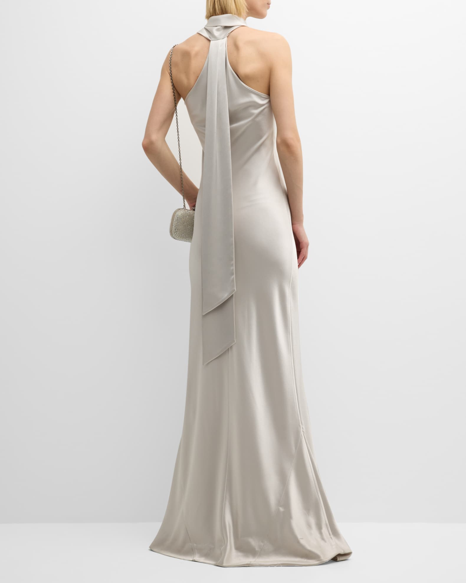 Galvan Pandora Halter Satin Gown Neiman Marcus