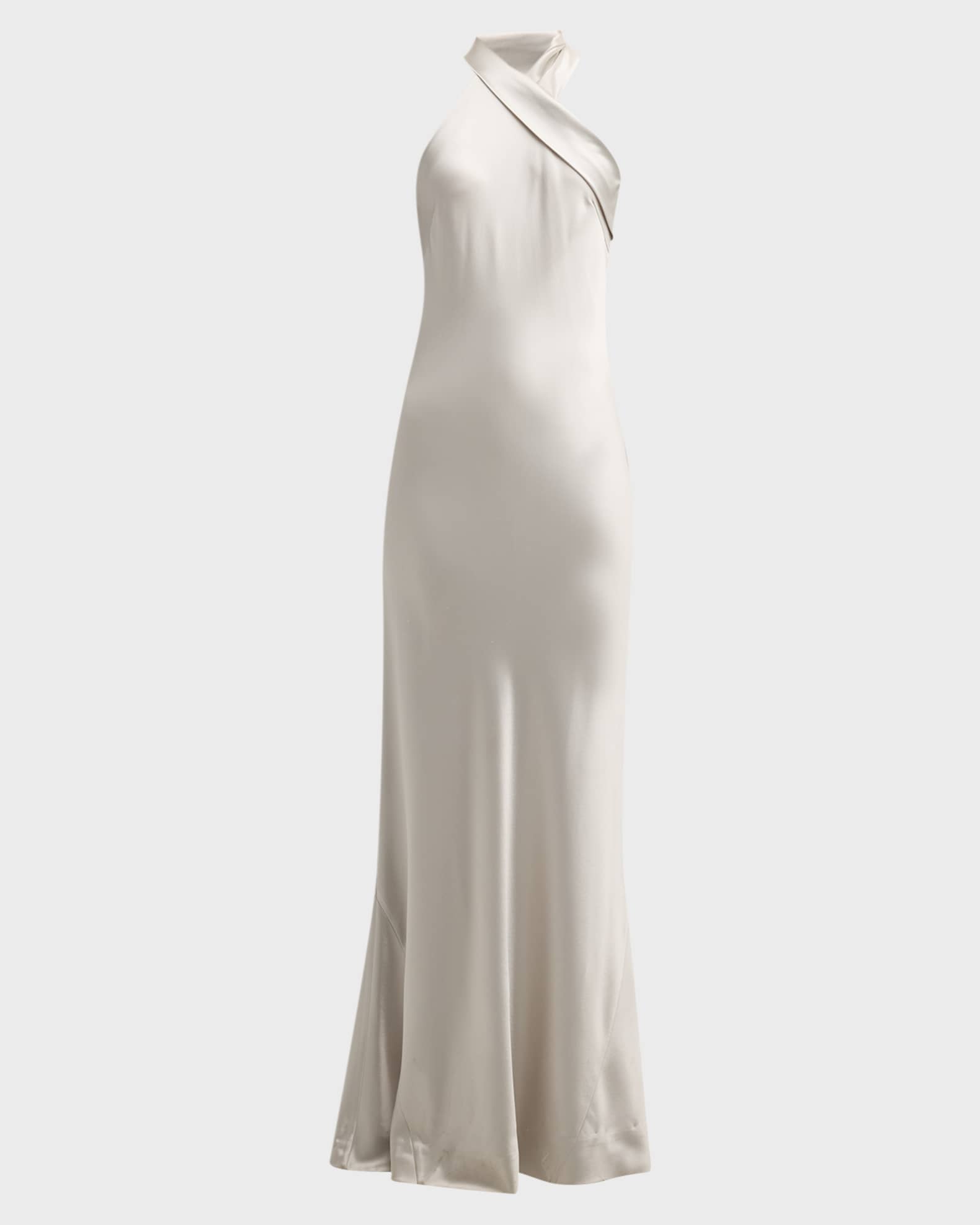 Galvan Pandora Halter Satin Gown Neiman Marcus