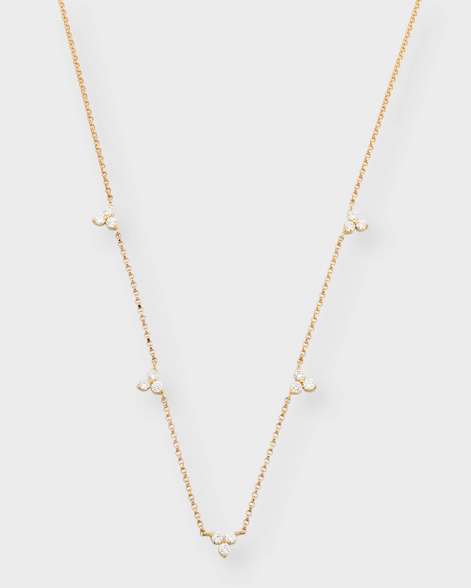 Roberto Coin 3 Diamond Cluster 5 Station Necklace Neiman Marcus
