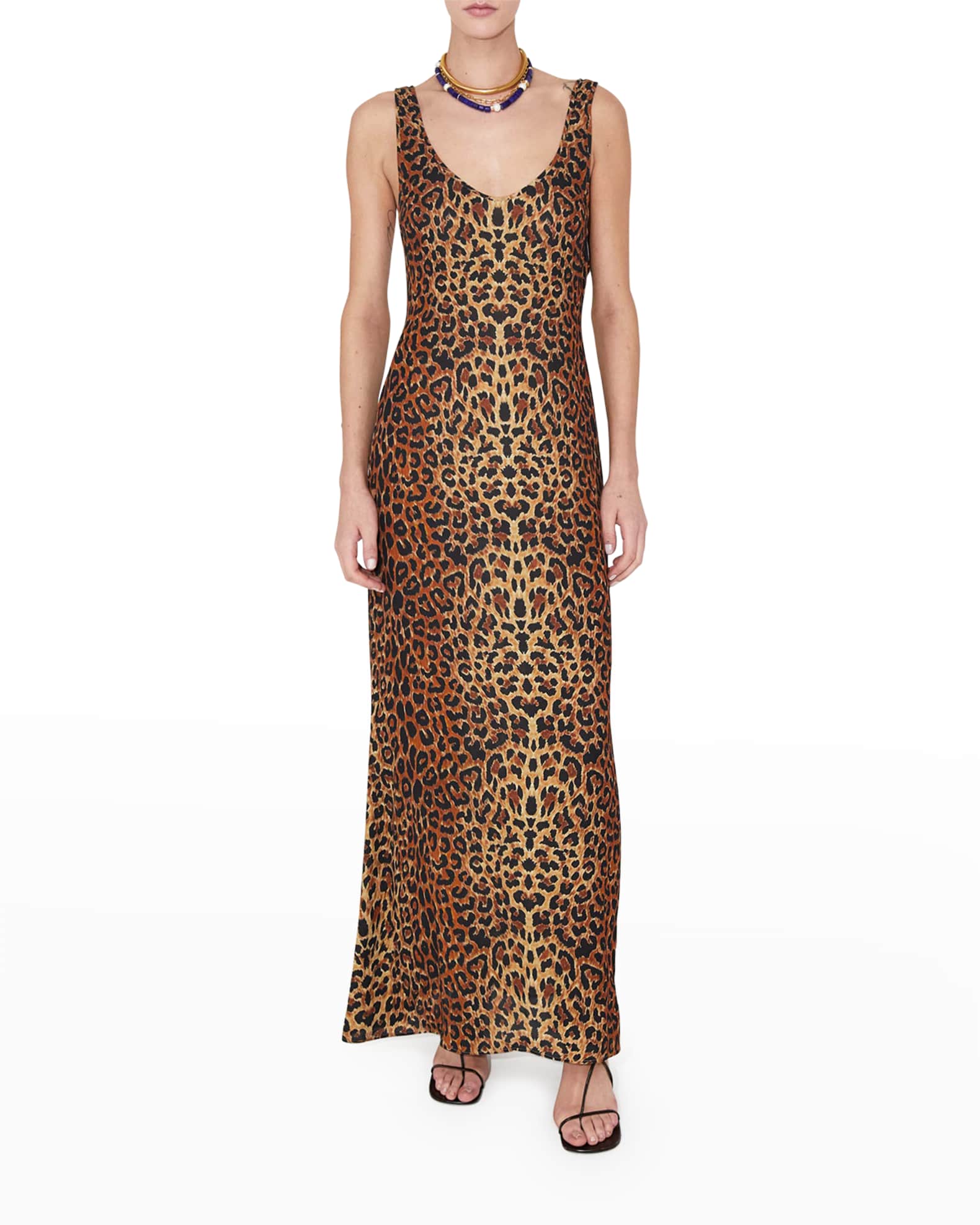 leopard maxi slip dress