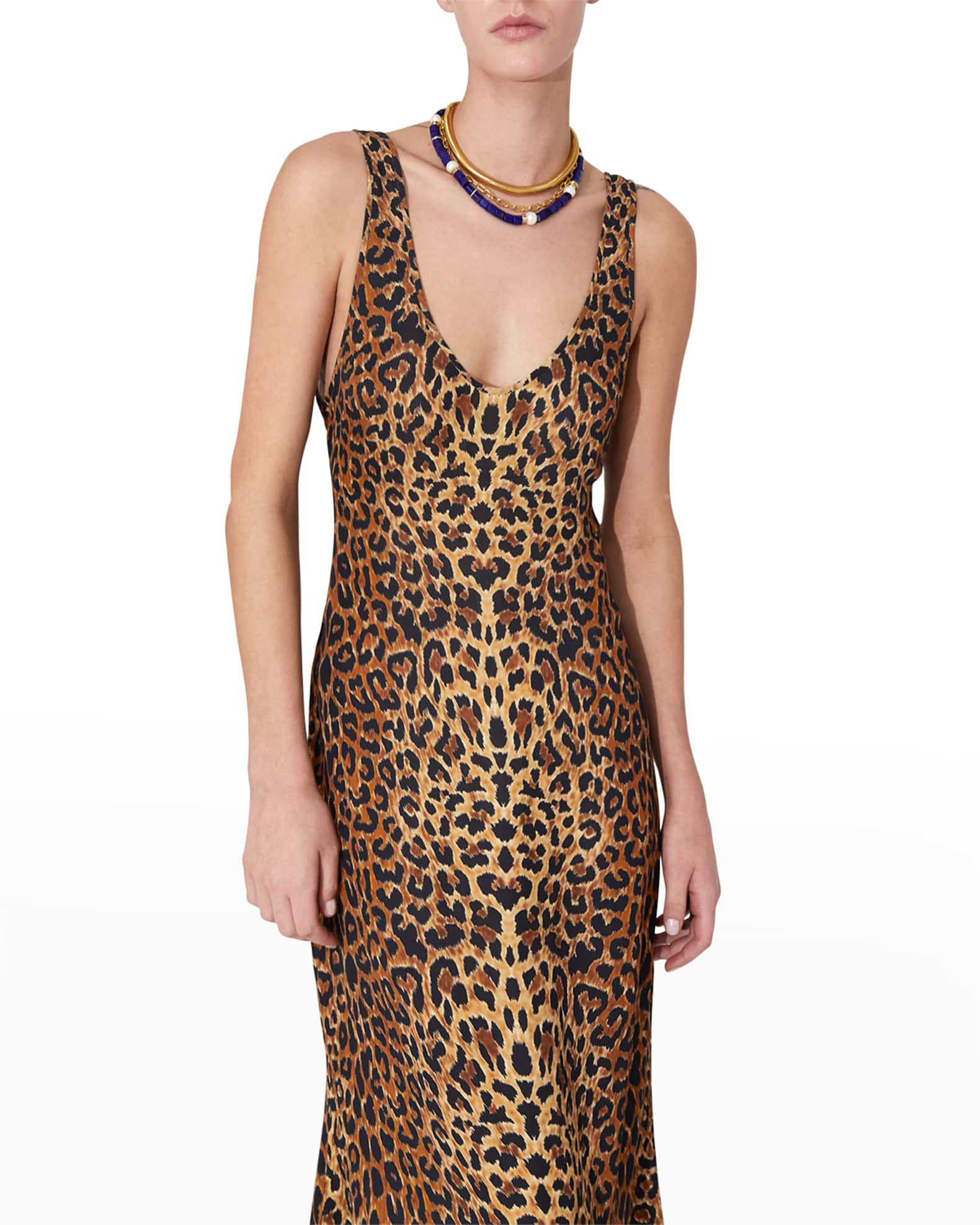 Galvan Valetta Leopard Print Maxi Slip Dress Neiman Marcus 1997