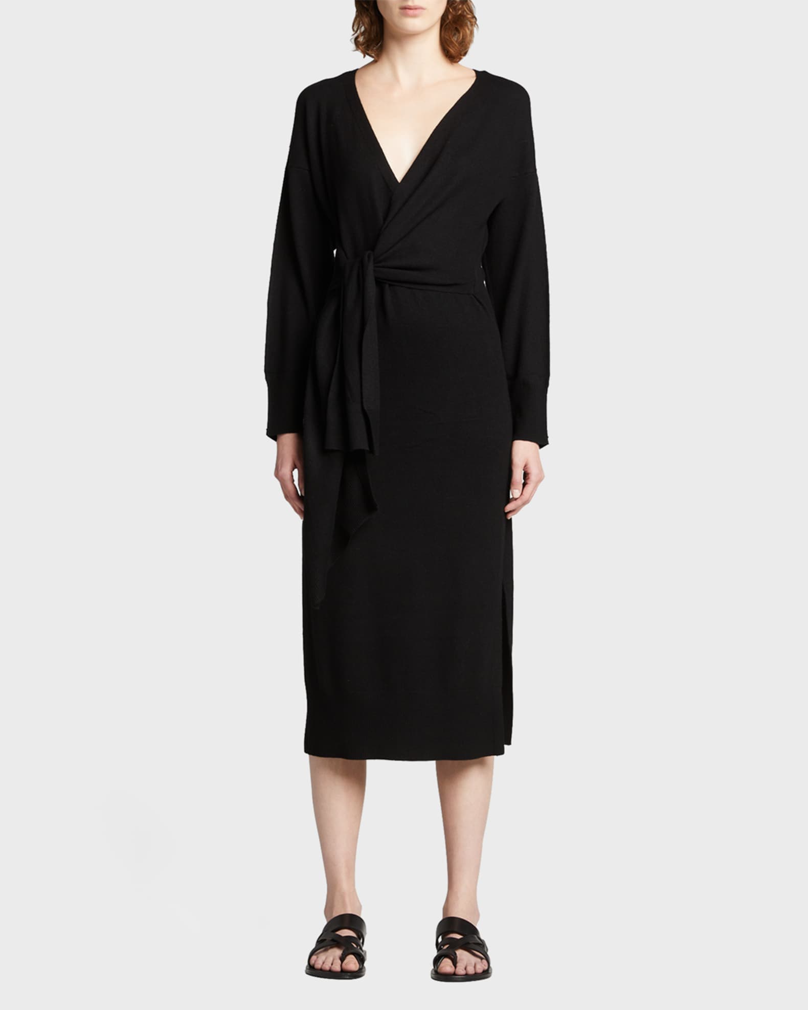 skyla loungewear knit wrap dress SIMKHAI Women's Skyla Cashmere-Blend Wrap Dress - Black