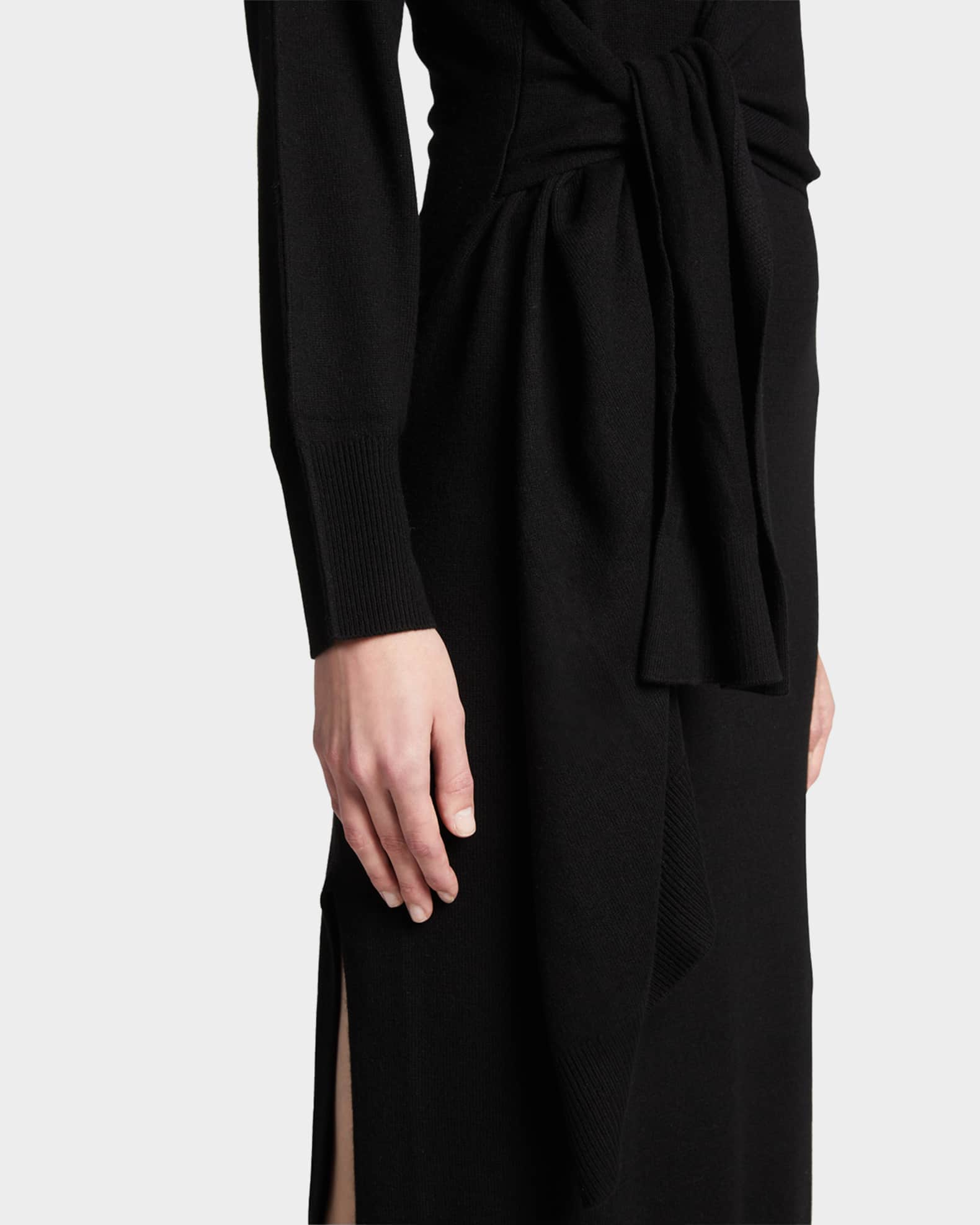 the vivi knit dress Long Sleeve Belted Midi Knit Sweater Dress