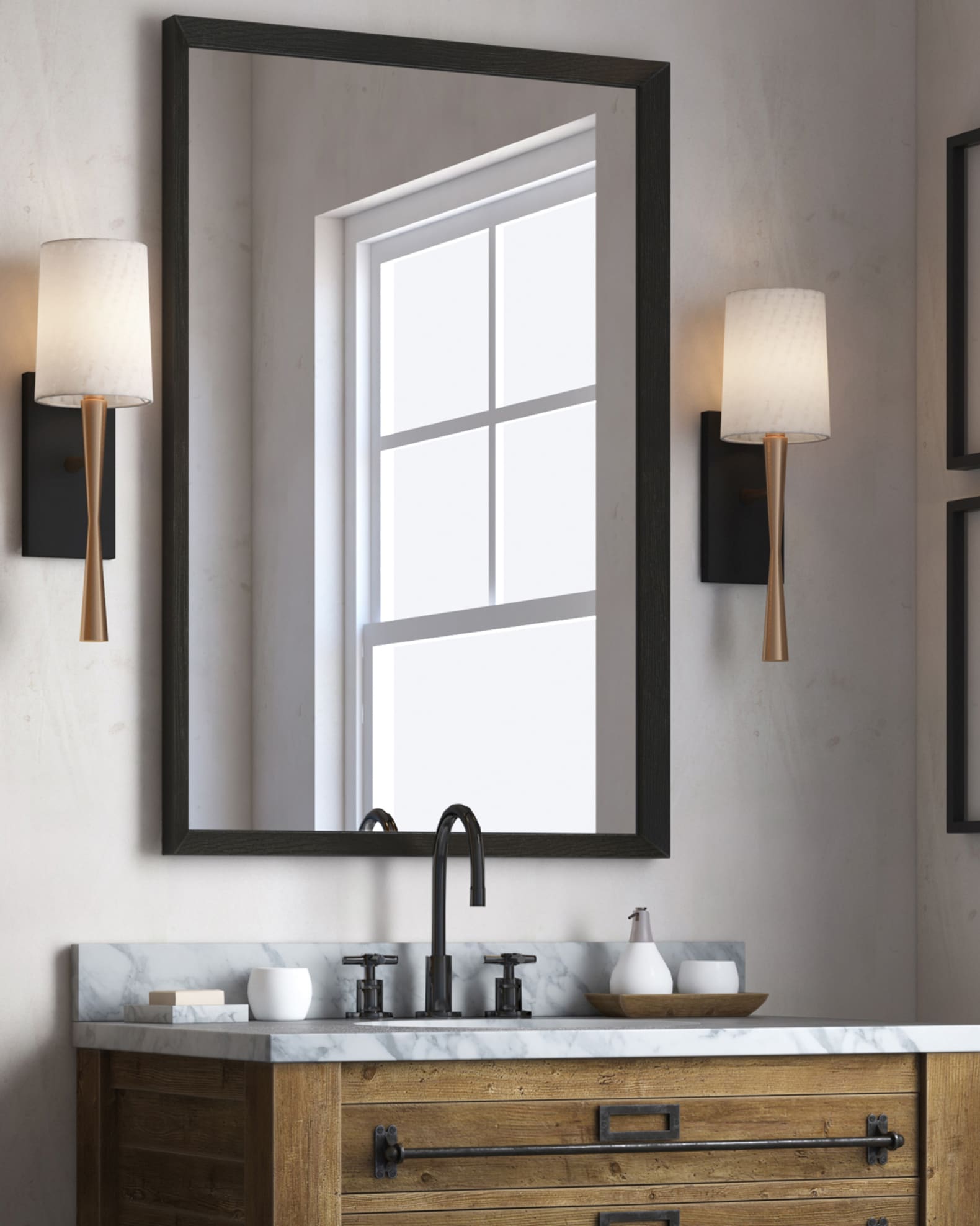 Trenton 1-Light Aged Brass and Black Wall Sconce 0