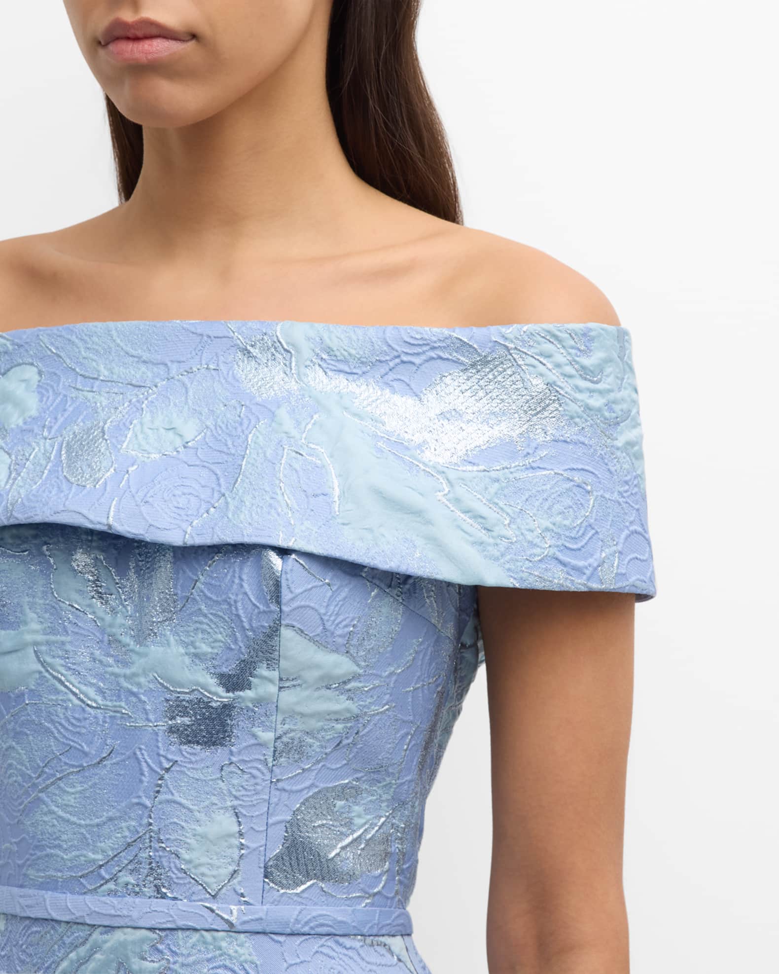 スーツ・フォーマル・ドレス poppy flower jacquard off shoulder dress flower jacquard off shoulder dress – POPPY
