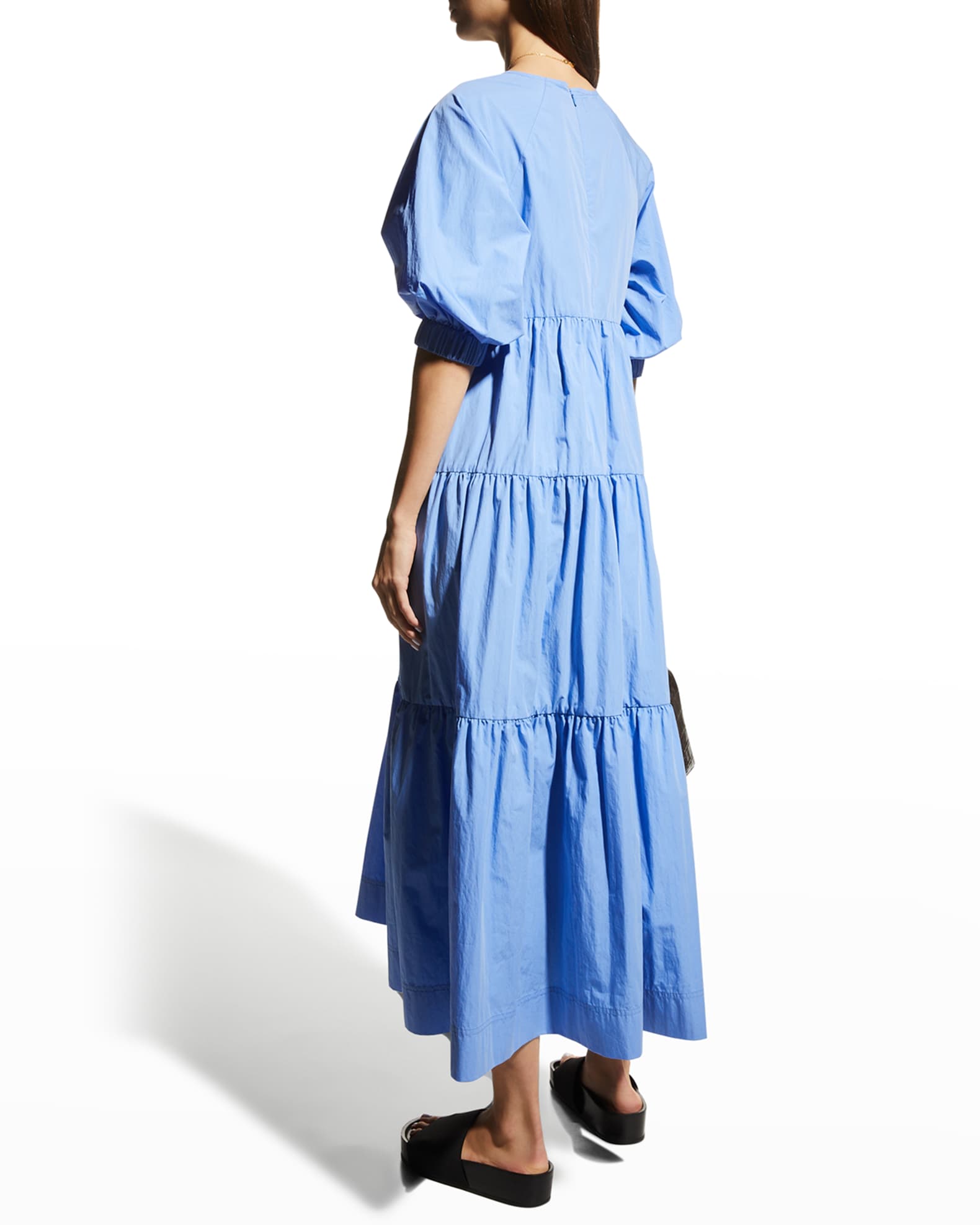 Co Tiered Bubble-Sleeve Midi Dress | Neiman Marcus