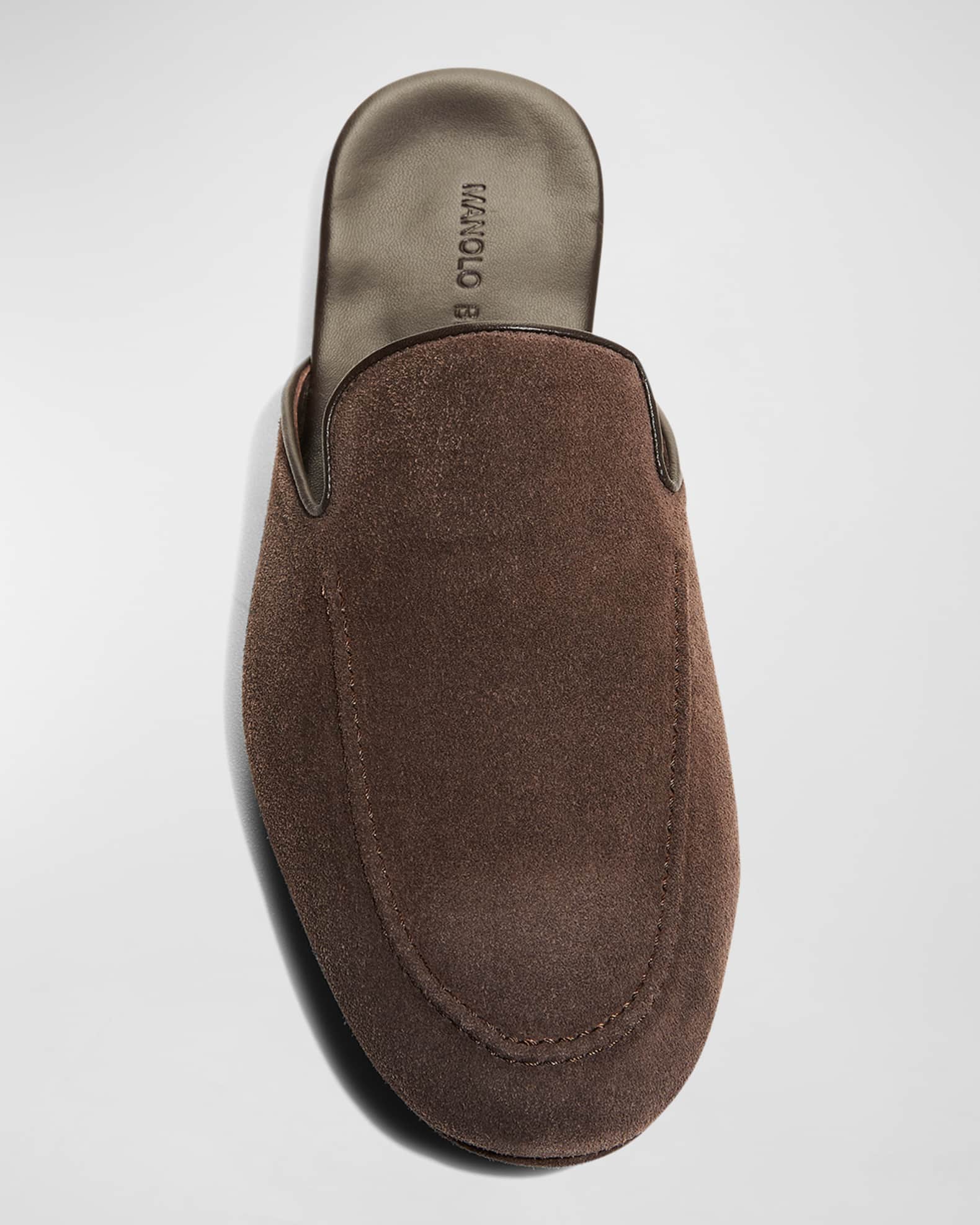 MANOLO BLAHNIK スエード ブラウン ミュール Manolo Blahnik - Pennina Brown Suede & Snakeskin Mule, 70mm