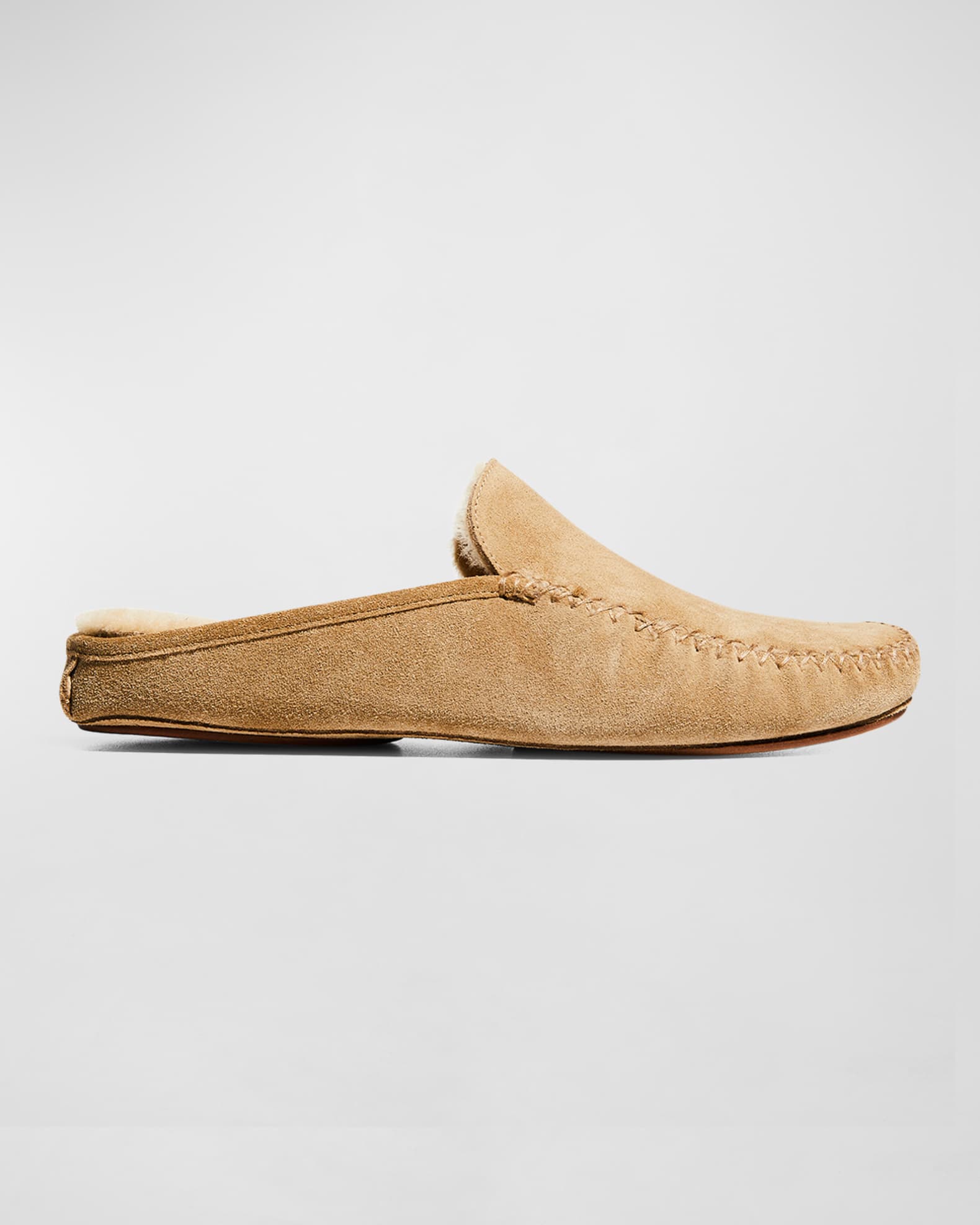 Manolo Blahnik Men's Crawford Suede Shearling-Lined Mules