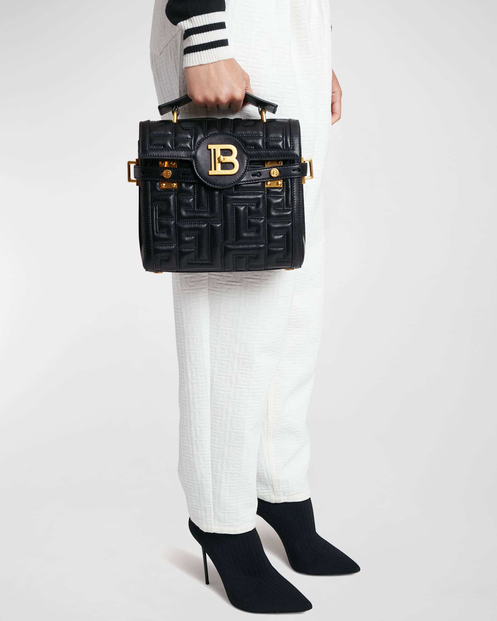 Balmain BBuzz 23 Quilted Lambskin Satchel Bag Neiman Marcus