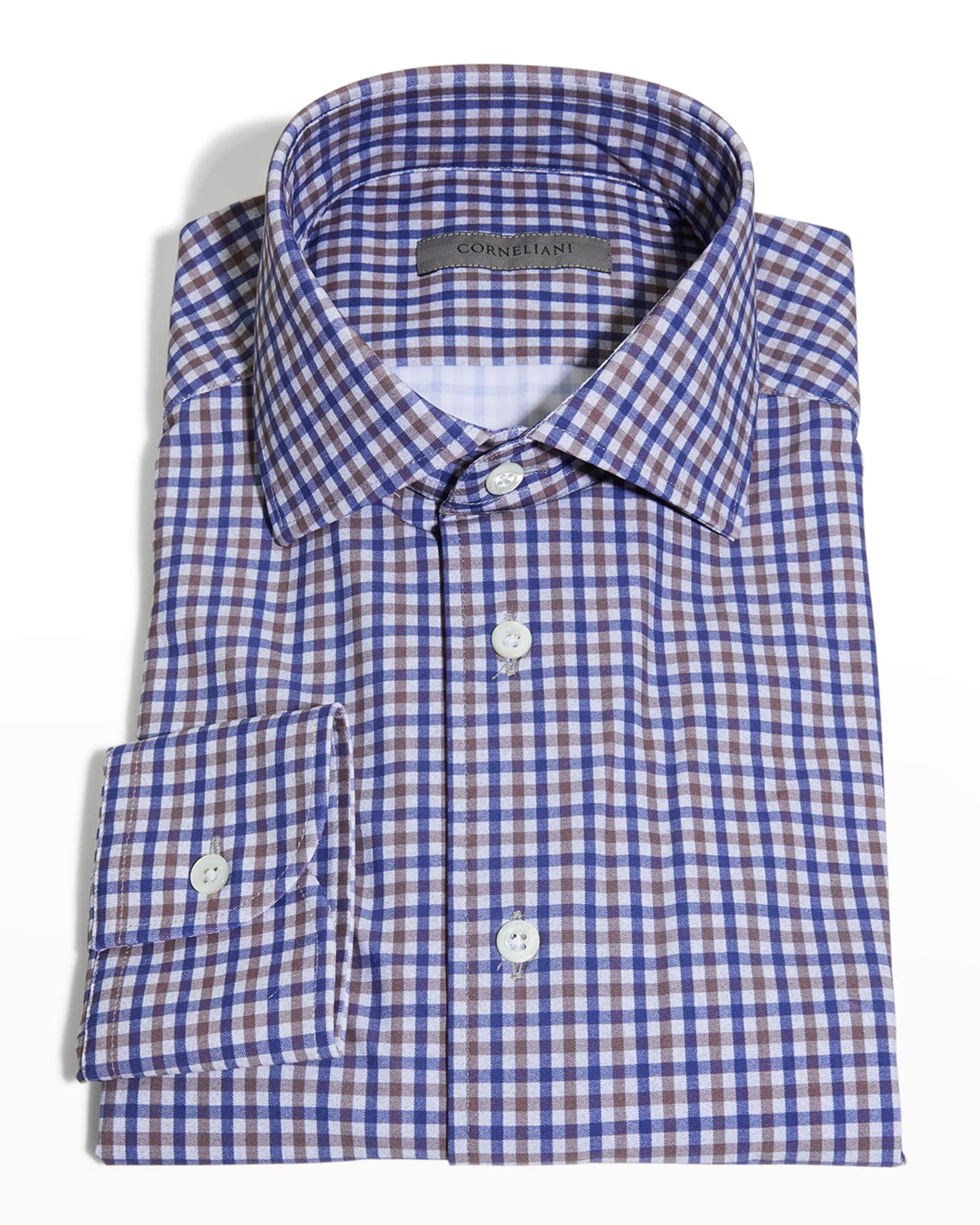 Corneliani Men's Multi-Check Dress Shirt | Neiman Marcus
