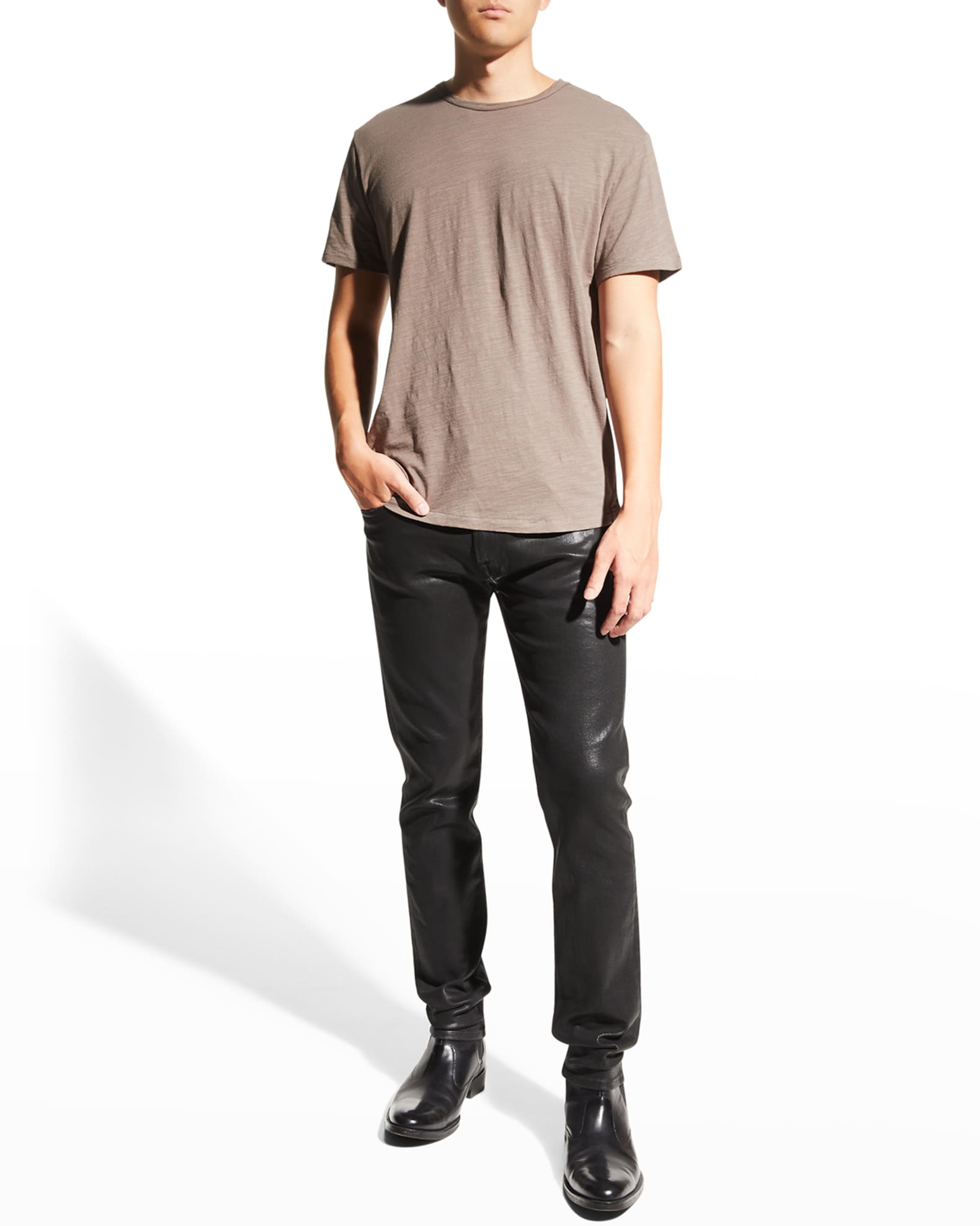 7 For All Mankind Men S Paxtyn Coated Denim Jeans Neiman Marcus